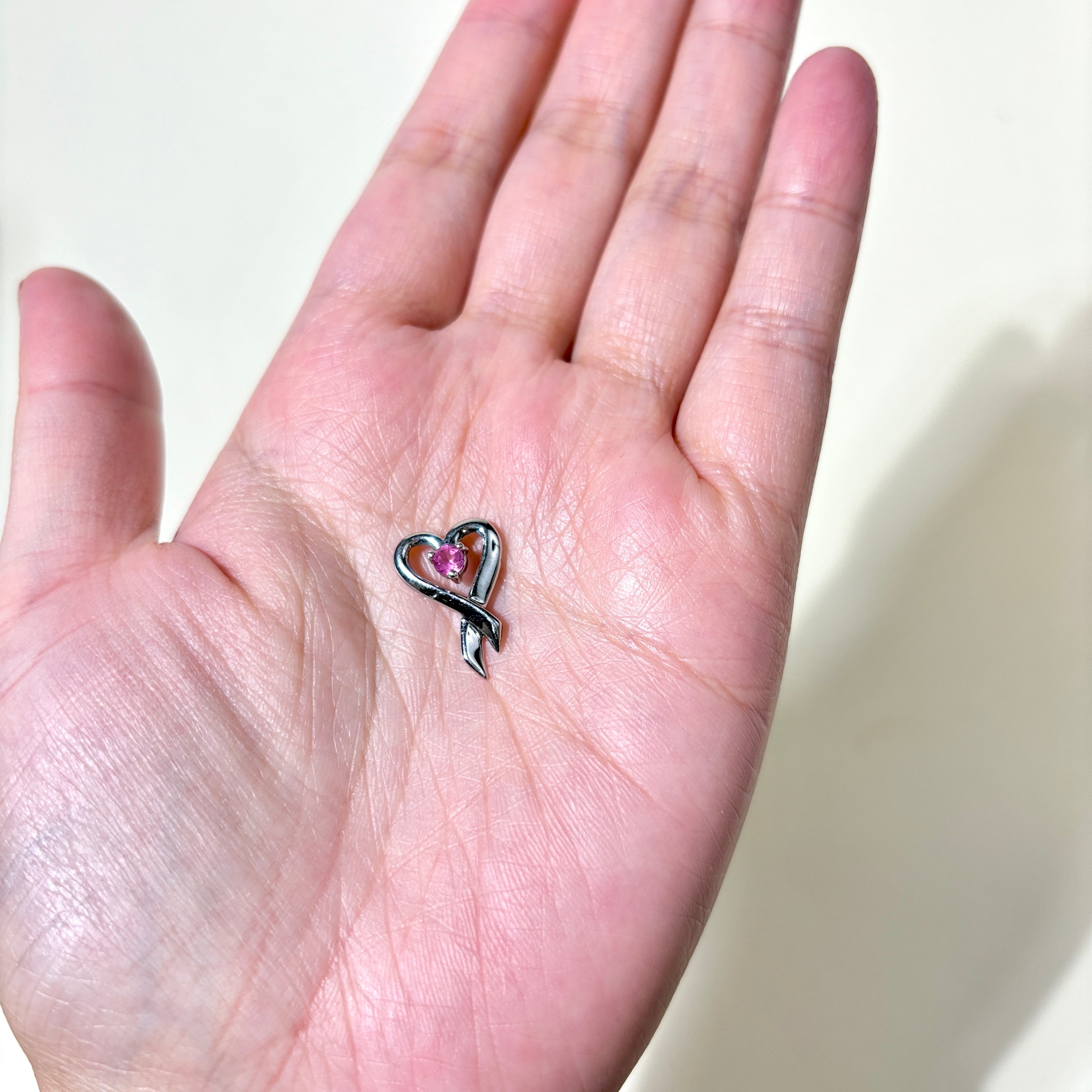 10K White Gold Pink Quartz Heart Pendant | 0.15ct |