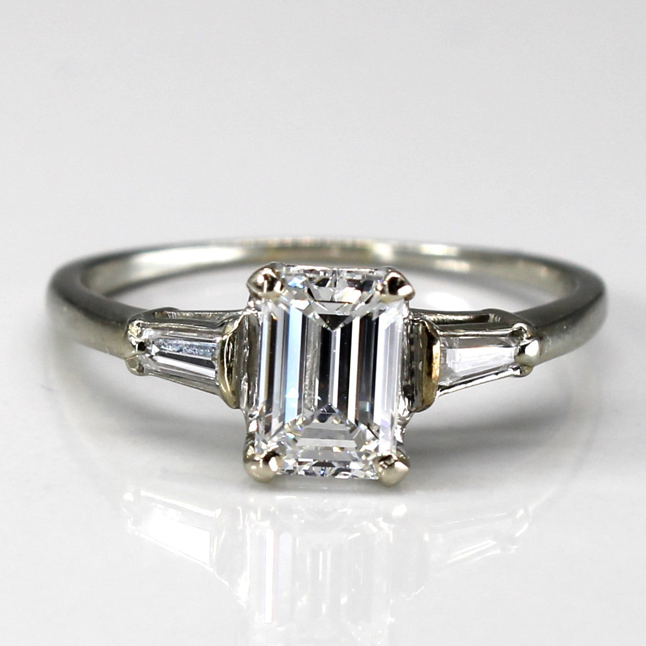 Three Stone Emerald Cut Diamond Engagement Ring | 1.16ctw VS1 G/H | SZ 7 |