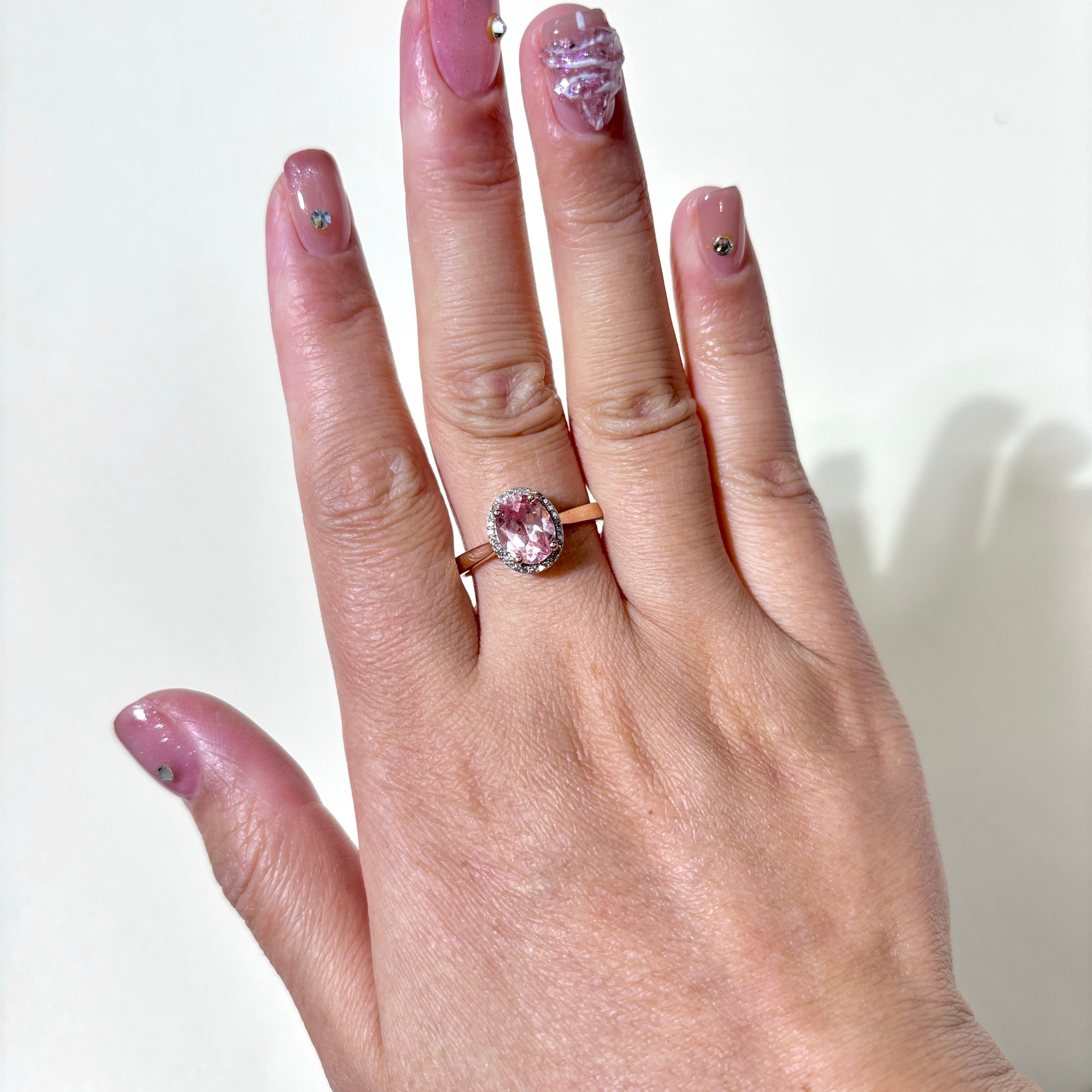 10K Rose Gold Synthetic Peach Sapphire Ring | 2.14ct, 0.10ctw | SZ 10.75 |