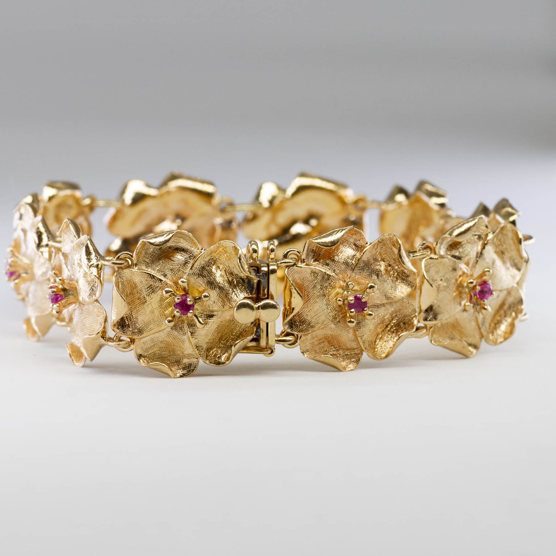 Multi Flower Links Sapphire Bracelet | 7.5''|