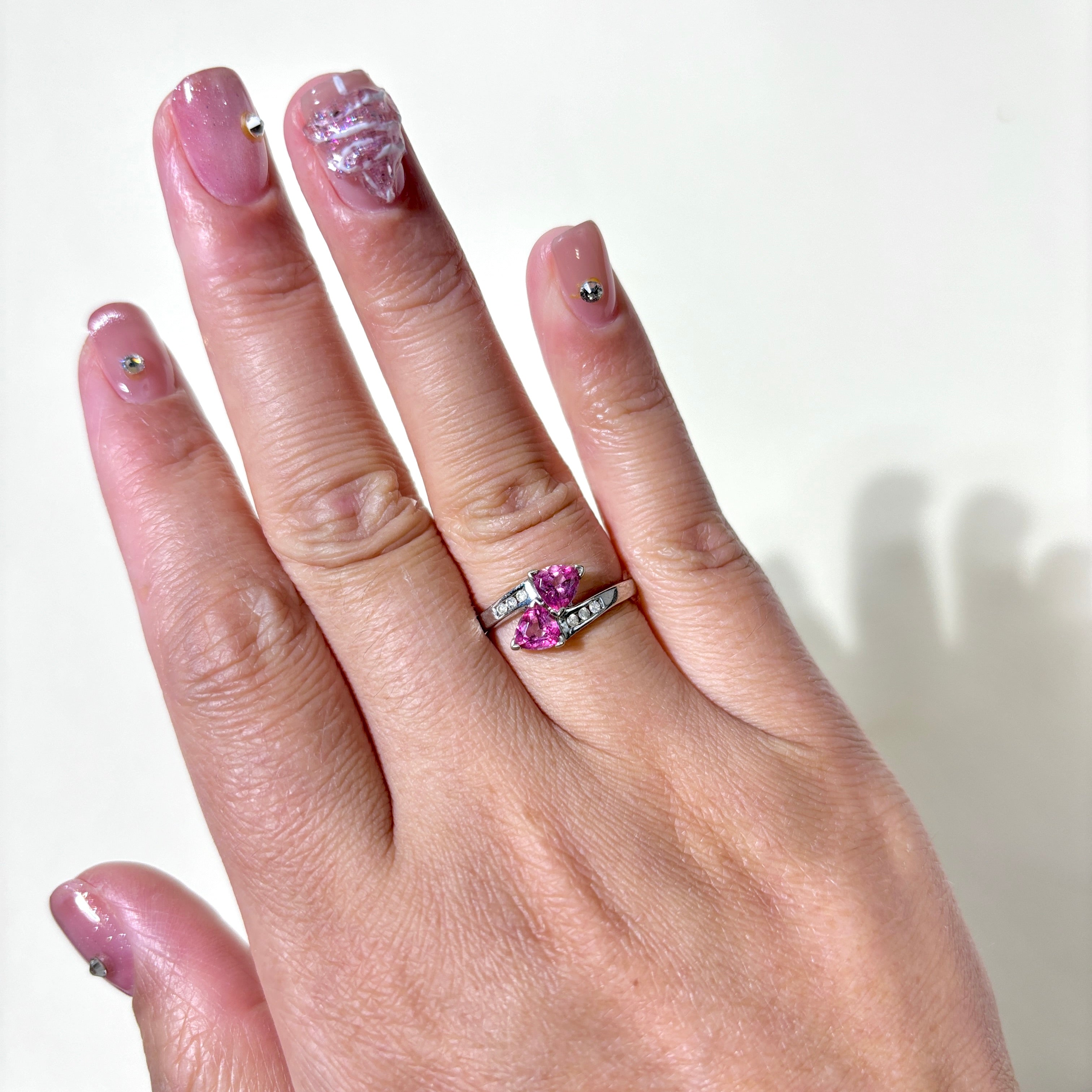 10K White Gold Pink Topaz & Diamond Ring | 1.24ctw, 0.03ctw | SZ6.75 |