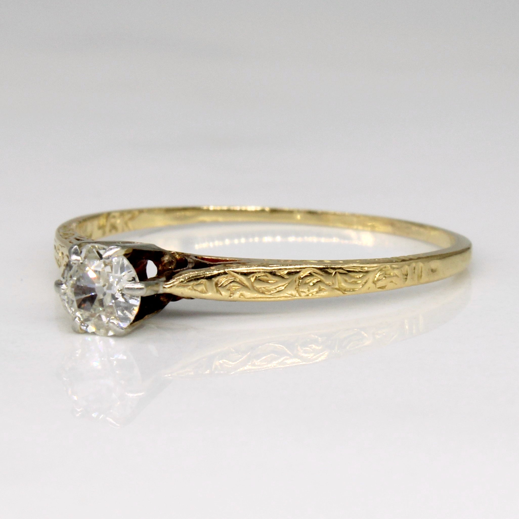 Bague de fiançailles en diamant taille ancienne européenne | 0,23 ct | Taille 7,75 |
