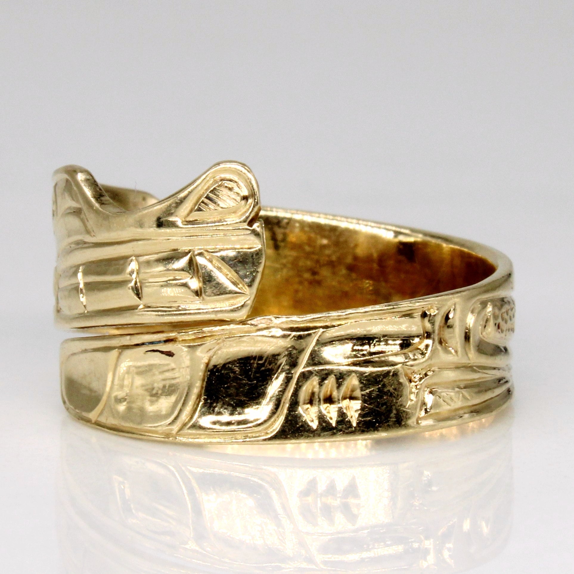 Bague d'art autochtone en or jaune 14 carats | Taille 7,25 |
