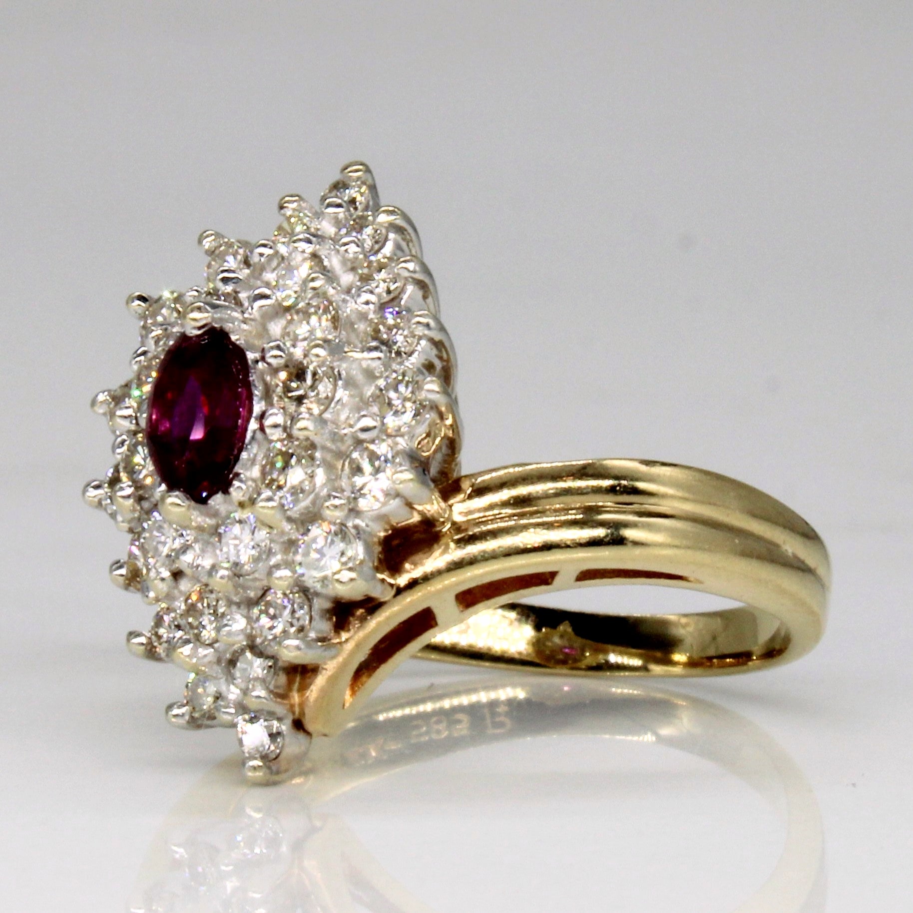 Diamond & Ruby Cluster Ring | 0.40ctw, 0.20ct | SZ 5.25 |