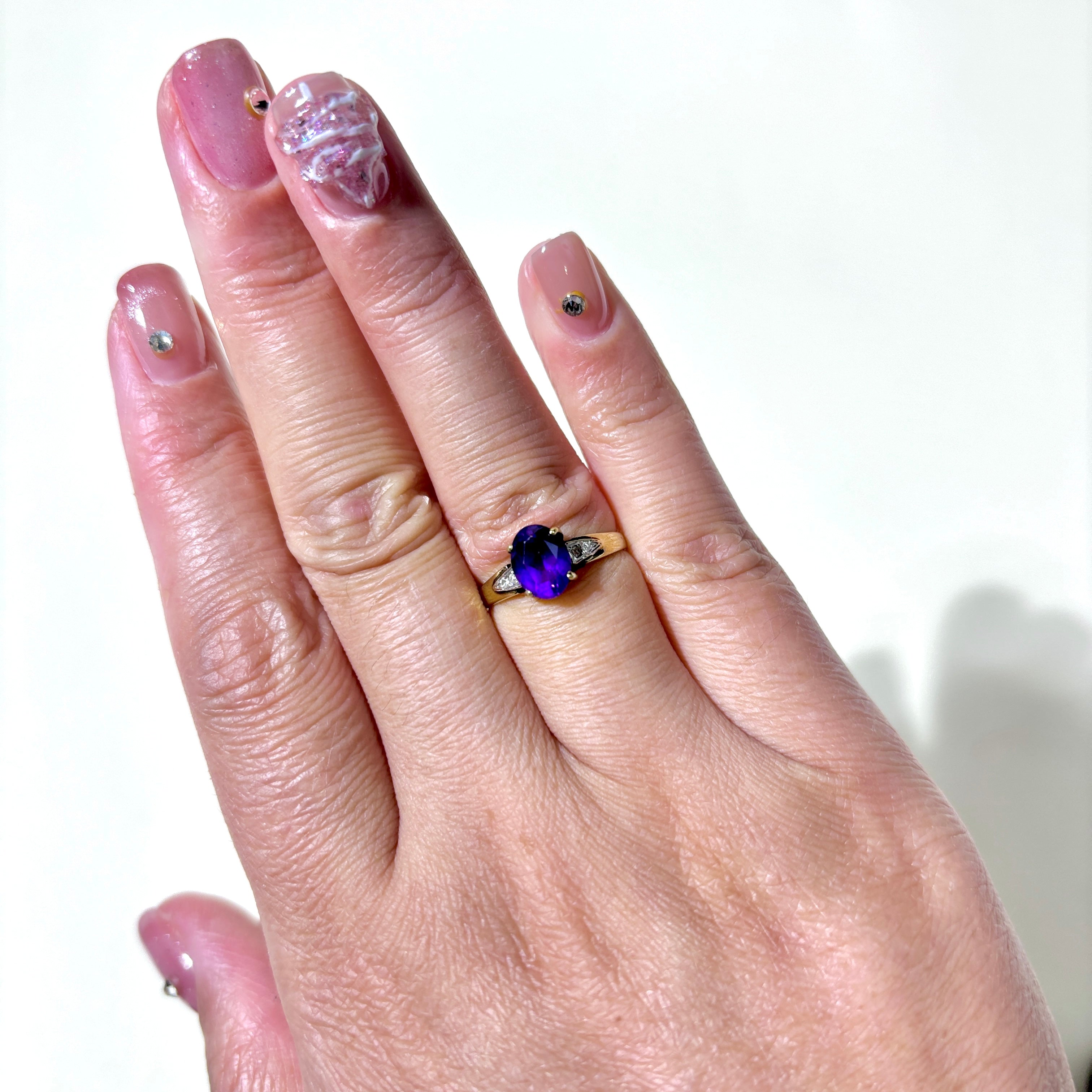 18K Yellow Gold Amethyst & Diamond Ring | 1.19ct, 0.02ctw | SZ 5.5