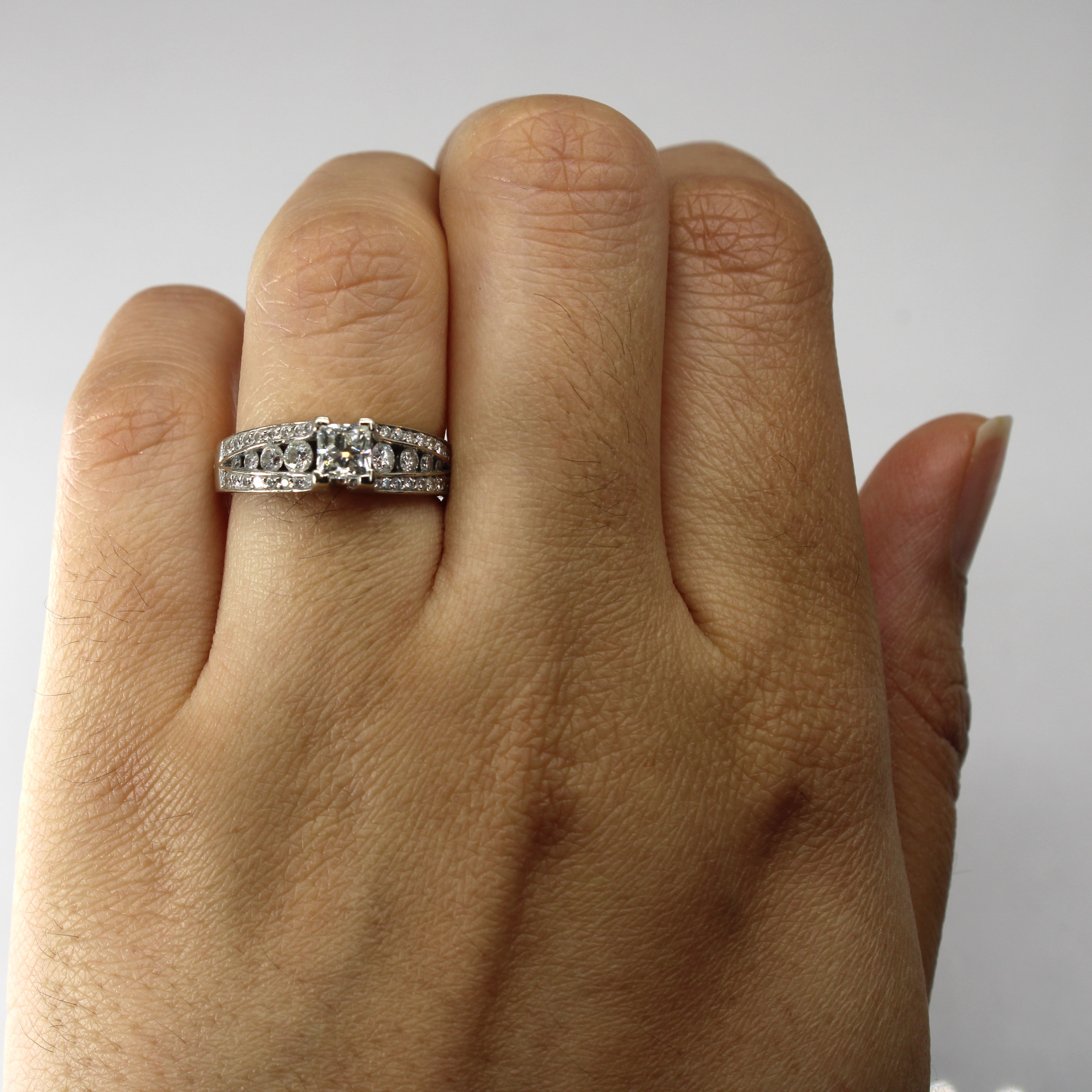 Princess Diamond with Channel Accents Engagement Ring | 0.98ctw | SZ 5.5 |
