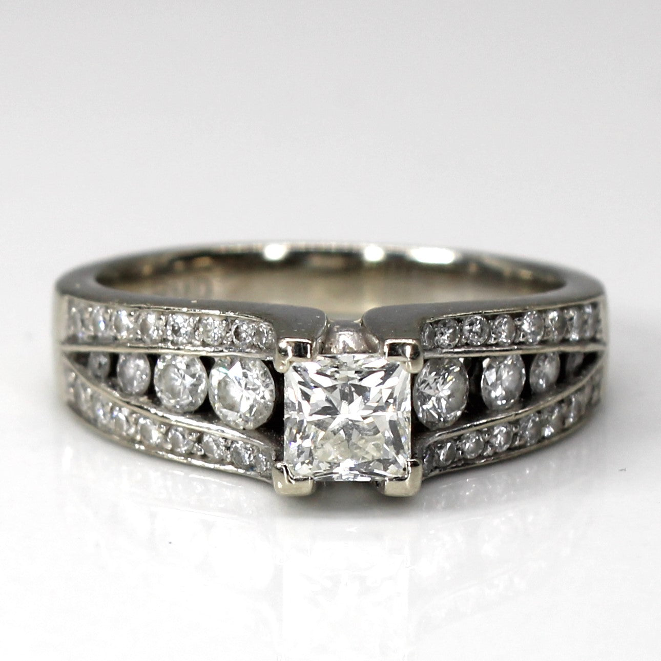Princess Diamond with Channel Accents Engagement Ring | 0.98ctw | SZ 5.5 |