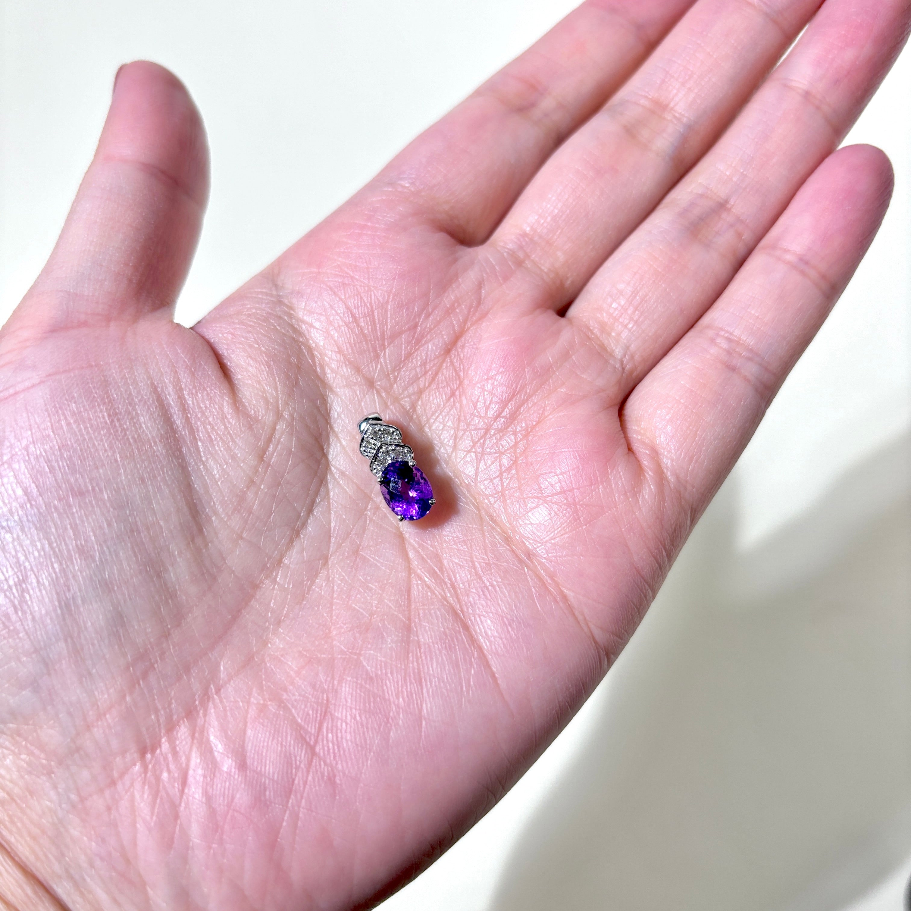14K White Gold Amethyst & Diamond Pendant | 1.33ct, 0.03ctw |