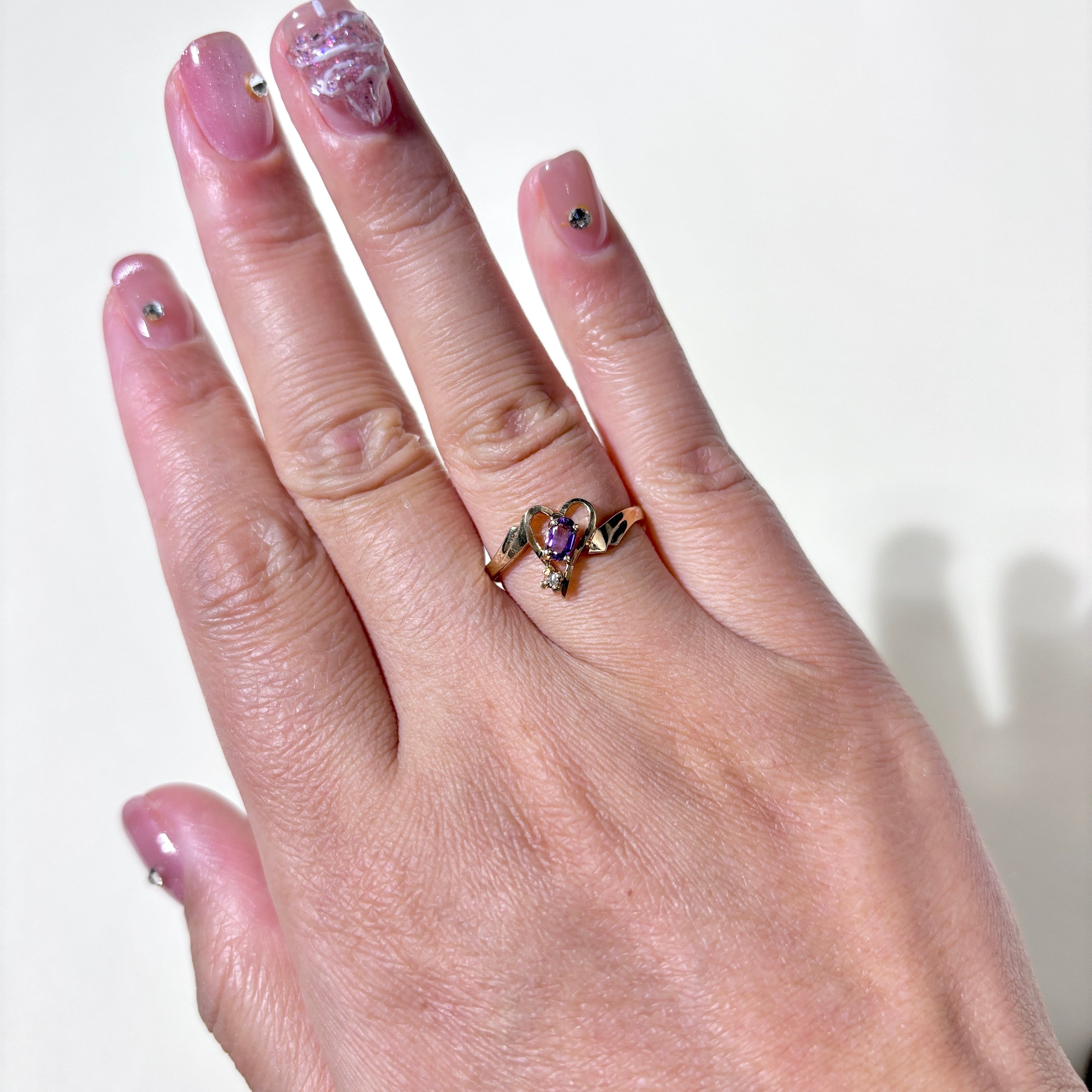 10K Yellow Gold Amethyst & Diamond Ring | 0.16ct, 0.01ct | SZ 7.75 |