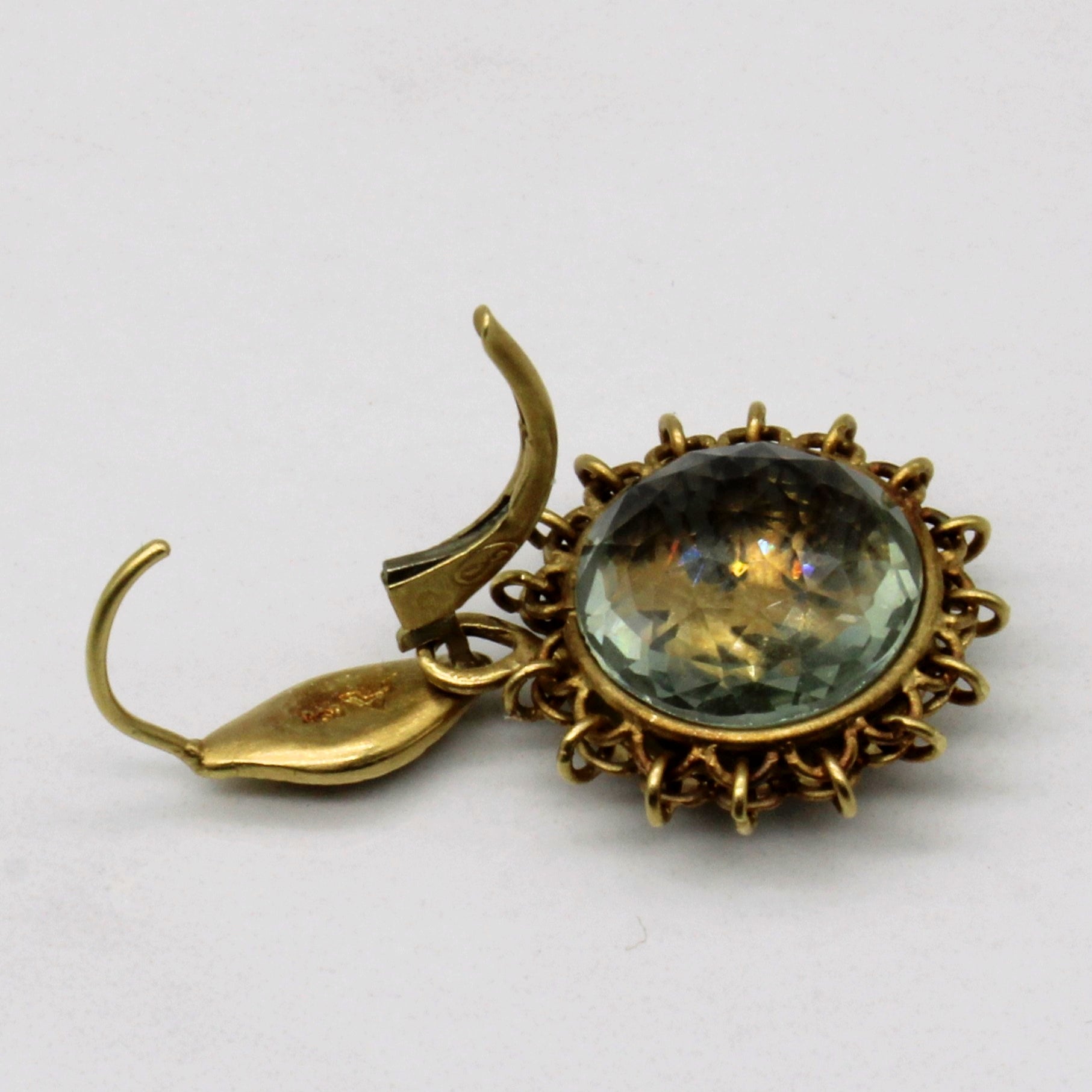 Green Quartz & Diamond Earrings | 10.00ctw, 0.06ctw |