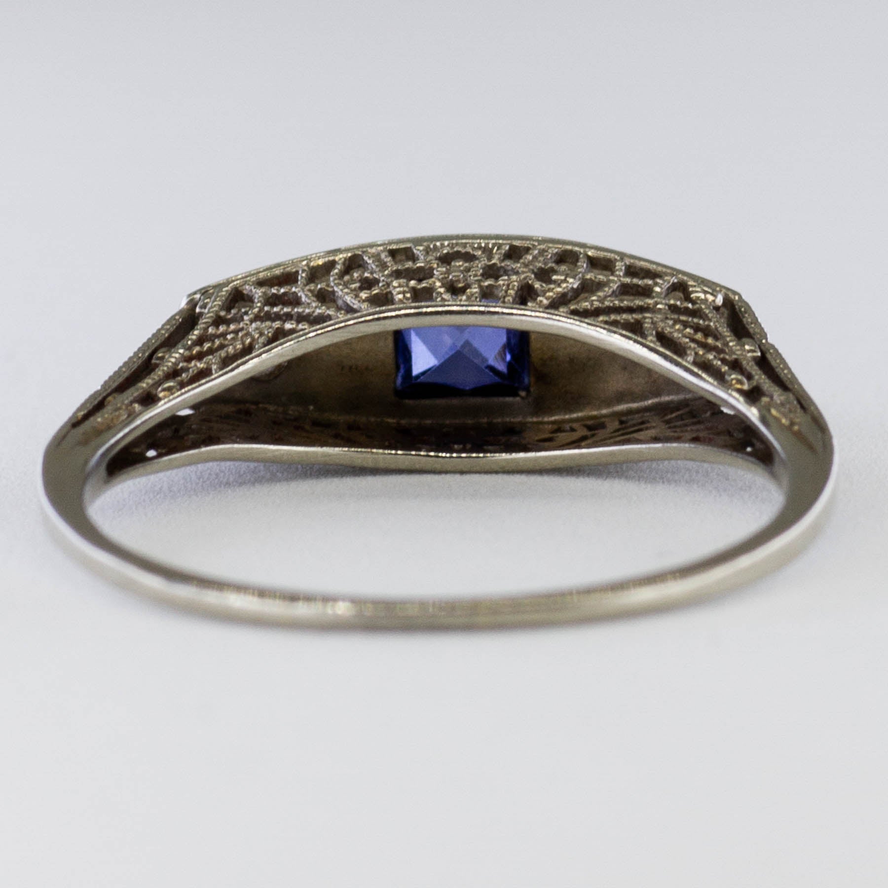 Art Deco Synthetic Sapphire & Diamond Ring | 0.23ct, 0.06ctw | SZ 7.25 |