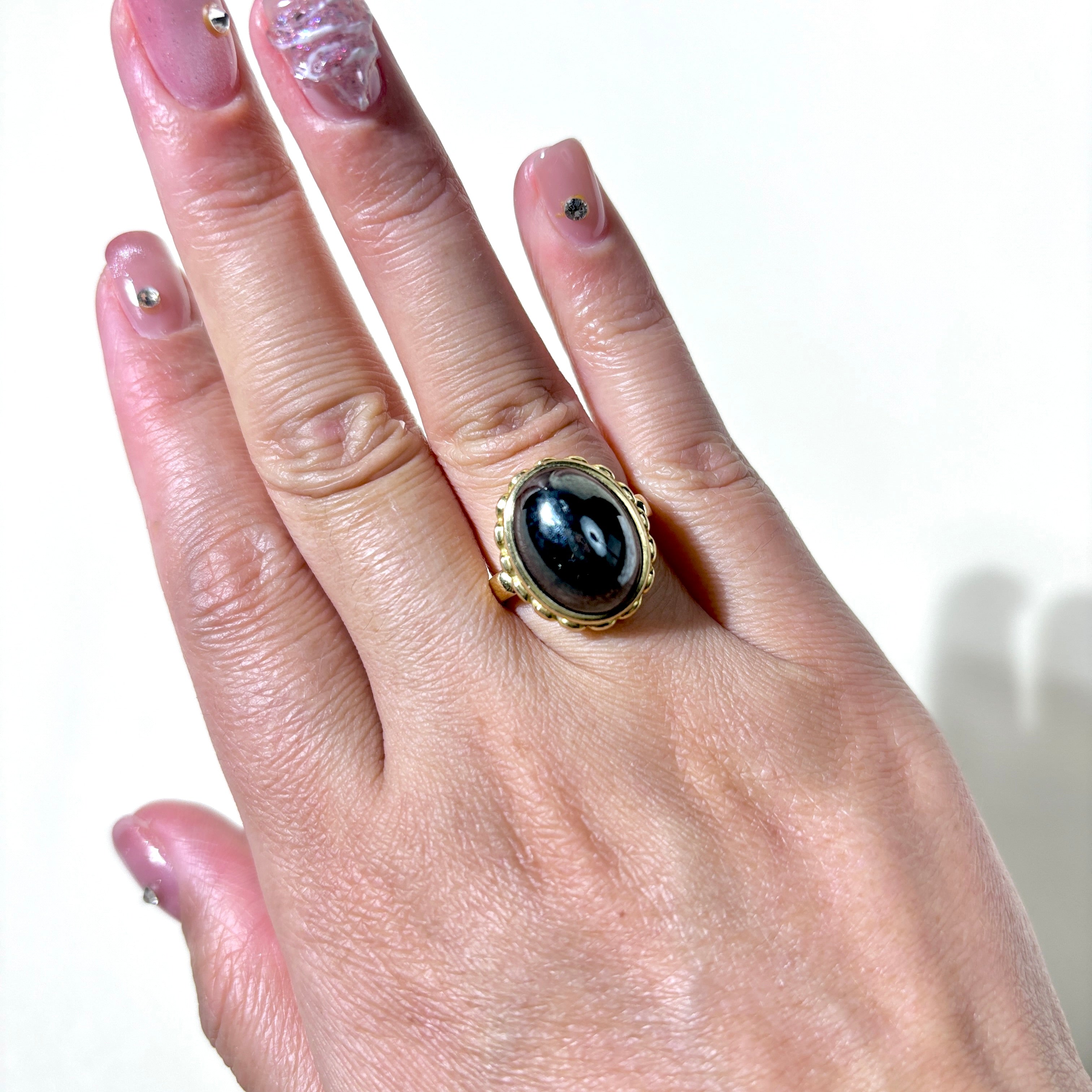 18K Yellow Gold Hematite Cocktail Ring | 20.67ct | SZ 6.25 |