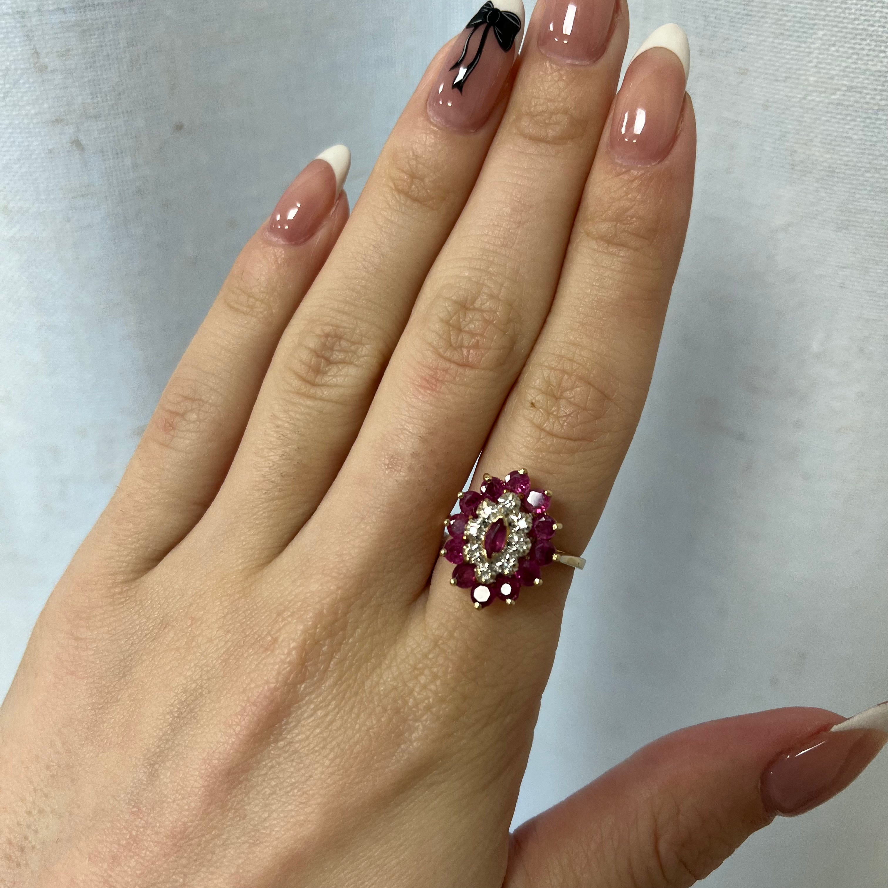 Ruby & Diamond Cocktail Ring | 1.60ctw, 0.04ctw | SZ 6.75 |