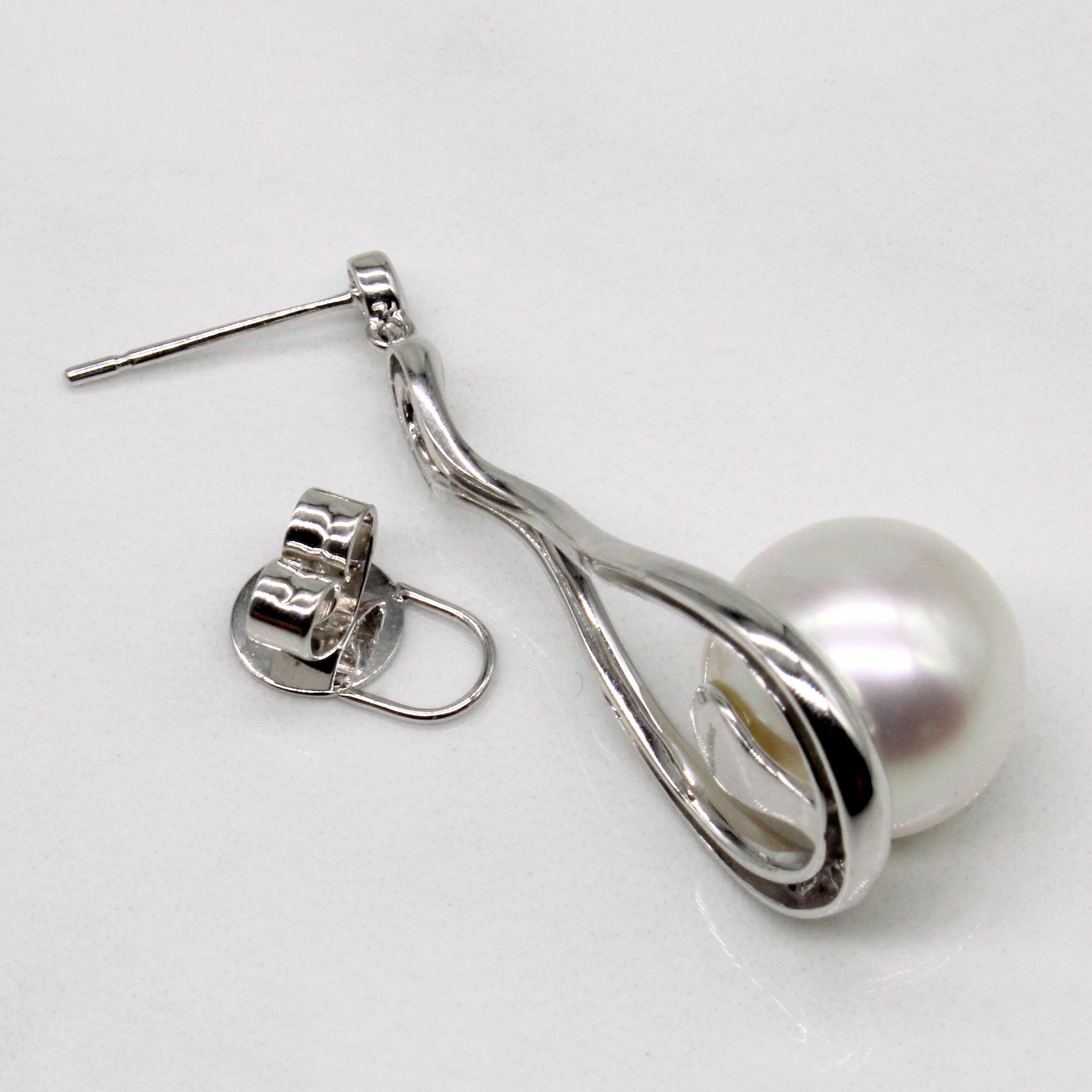 Pearl & Diamond Drop Earrings | 0.076ctw |