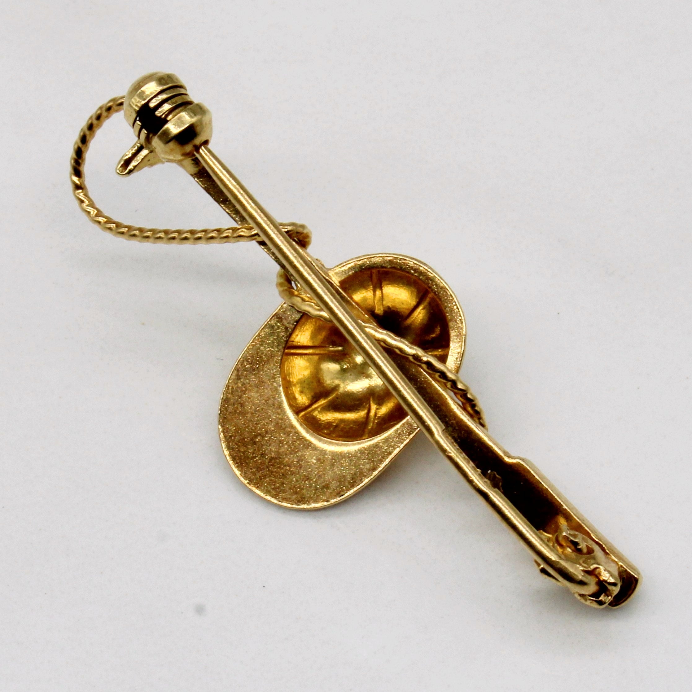 18k Yellow Gold Hat Brooch