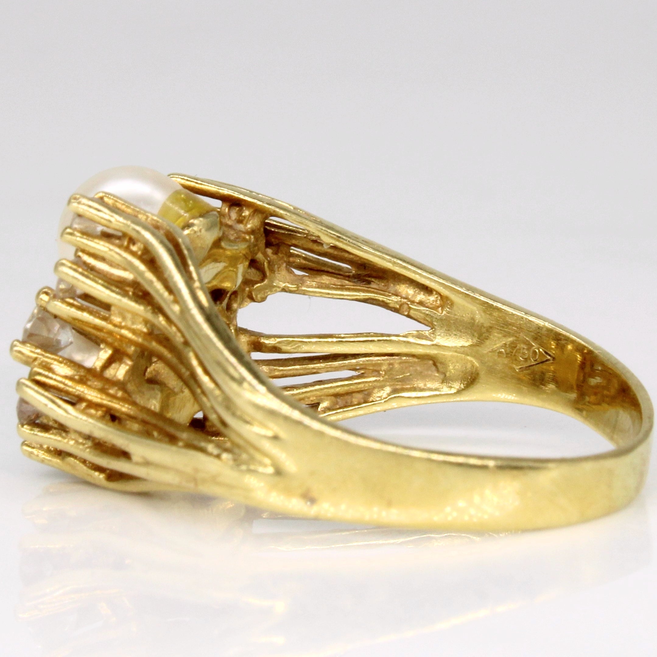 Pearl & Diamond Cocktail Ring | 0.31ctw | SZ 6.75 |