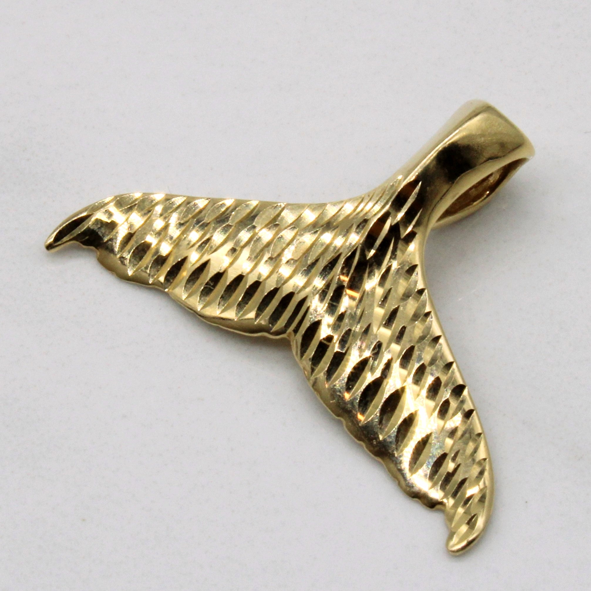 14k Yellow Gold Whale Tail Pendant