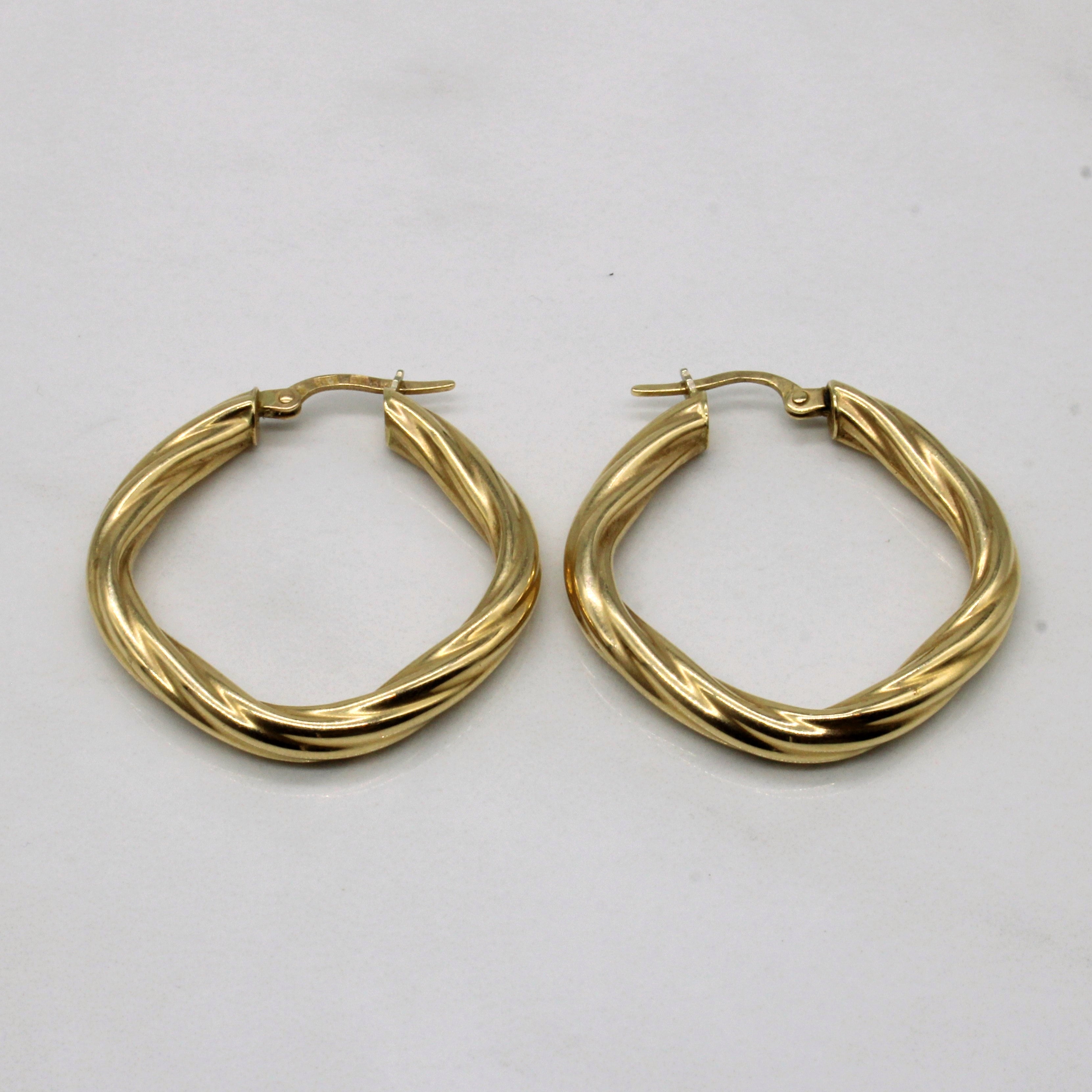 14k Yellow Gold Soft Square Hoop Earrings