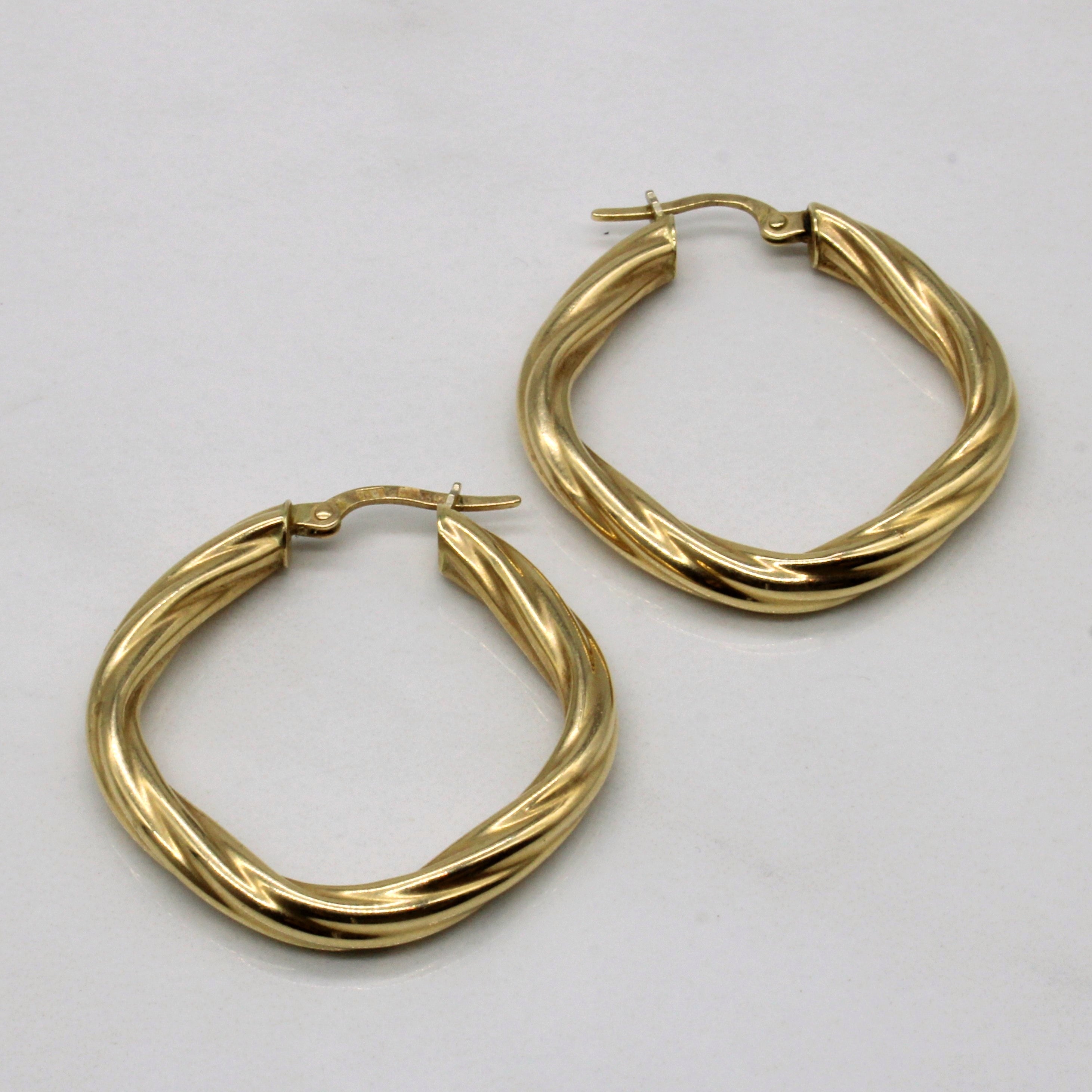 14k Yellow Gold Soft Square Hoop Earrings
