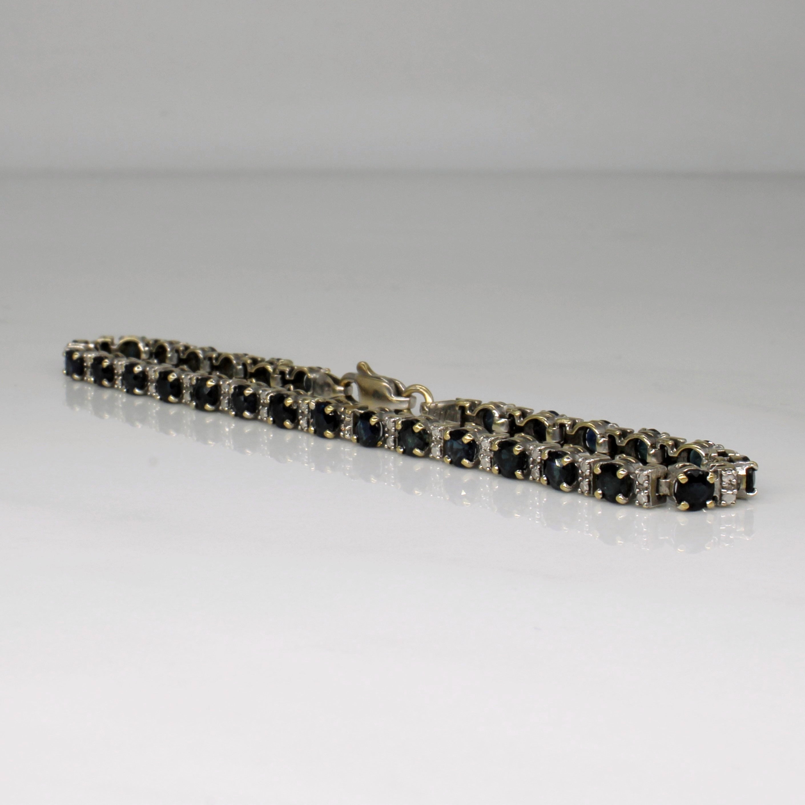 Sapphire & Diamond Tennis Bracelet | 4.25ctw, 0.01ctw | 7.5" |