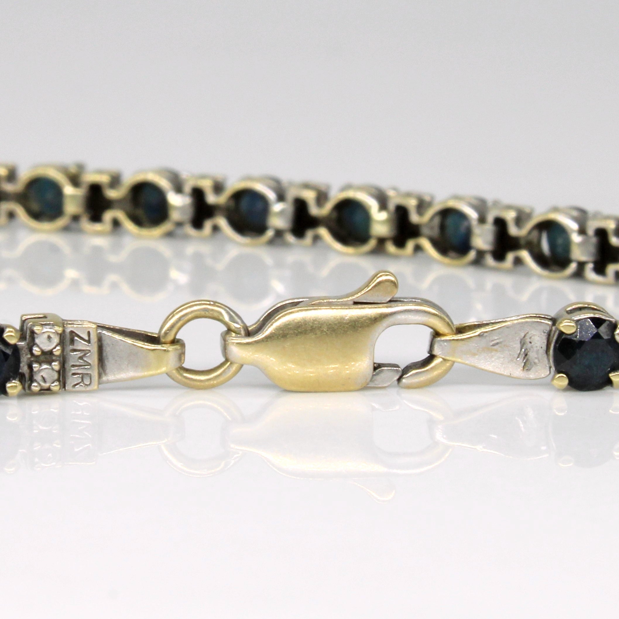 Sapphire & Diamond Tennis Bracelet | 4.25ctw, 0.01ctw | 7.5" |