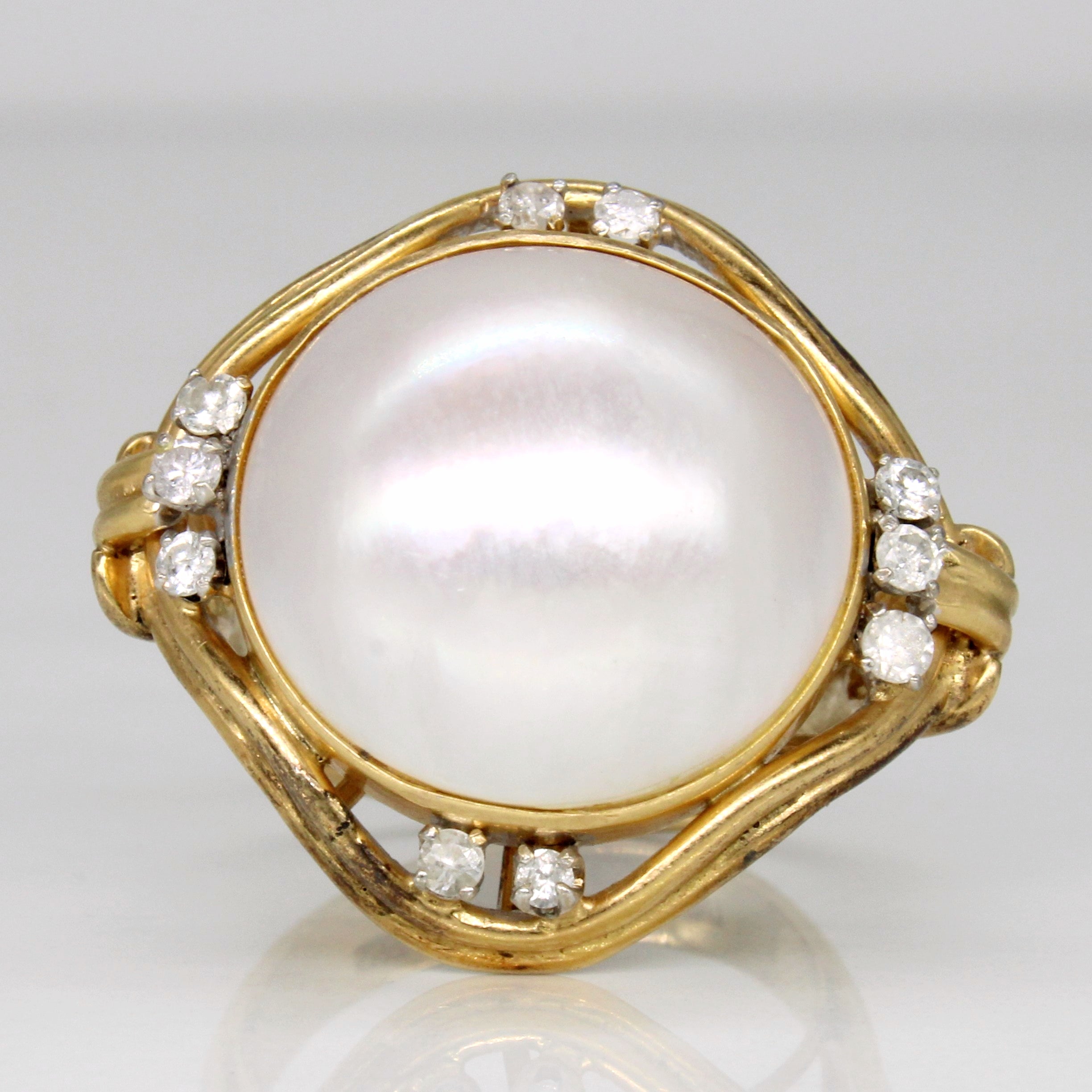 Mabe Pearl & Diamond Cocktail Ring | 0.30ctw | SZ 6.75 |