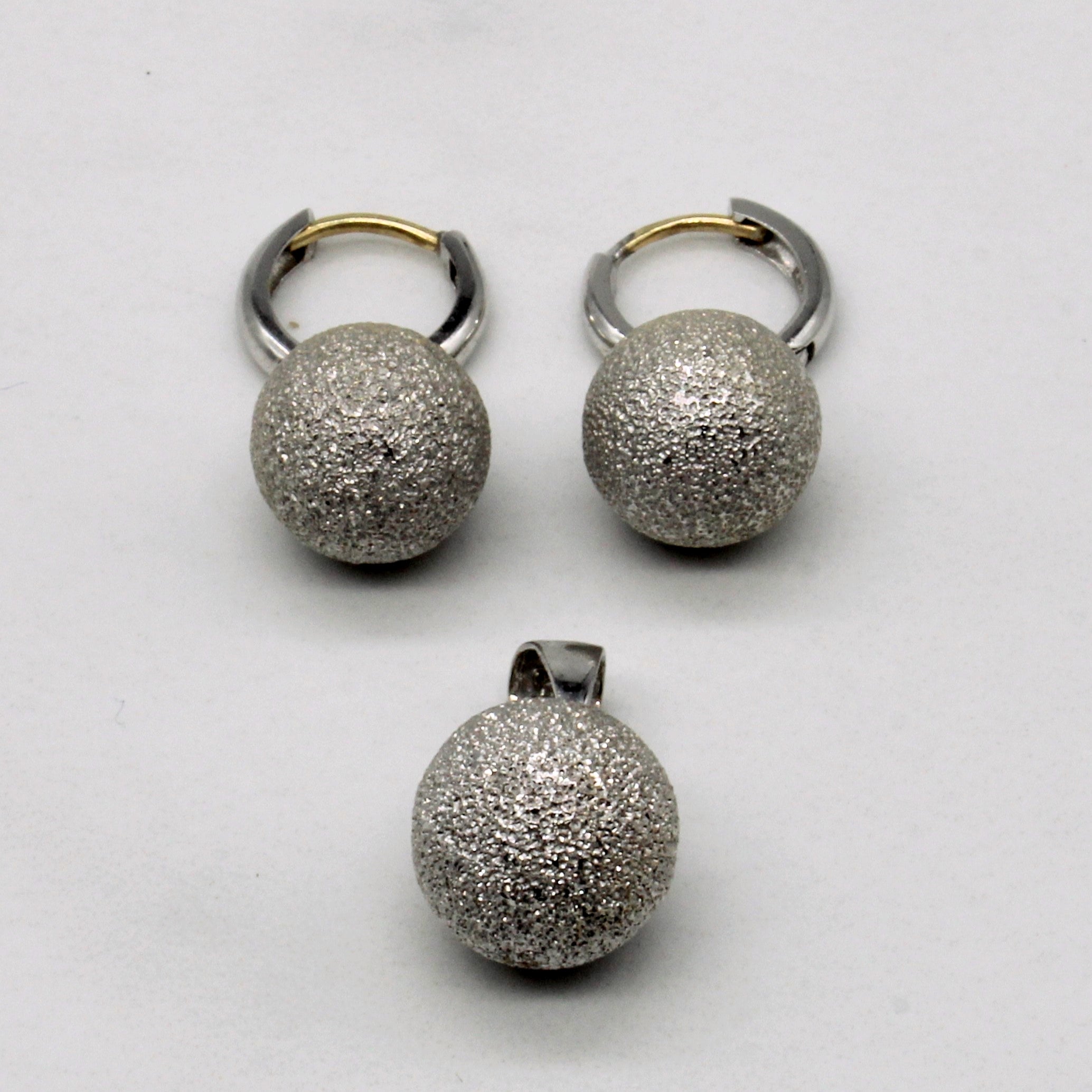 14k White Gold Earring & Pendant Set
