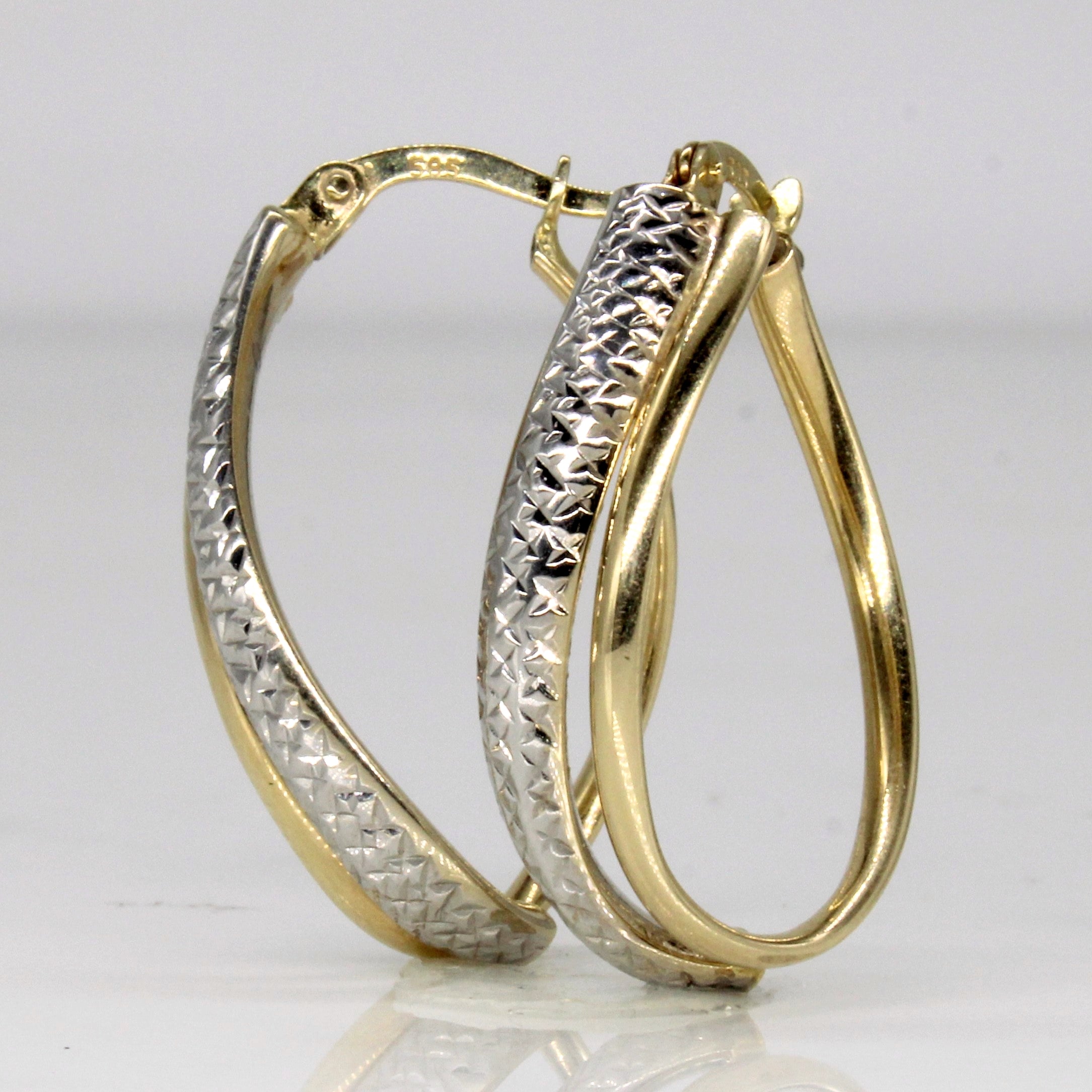 14k Two Tone Gold Hoop Earrings