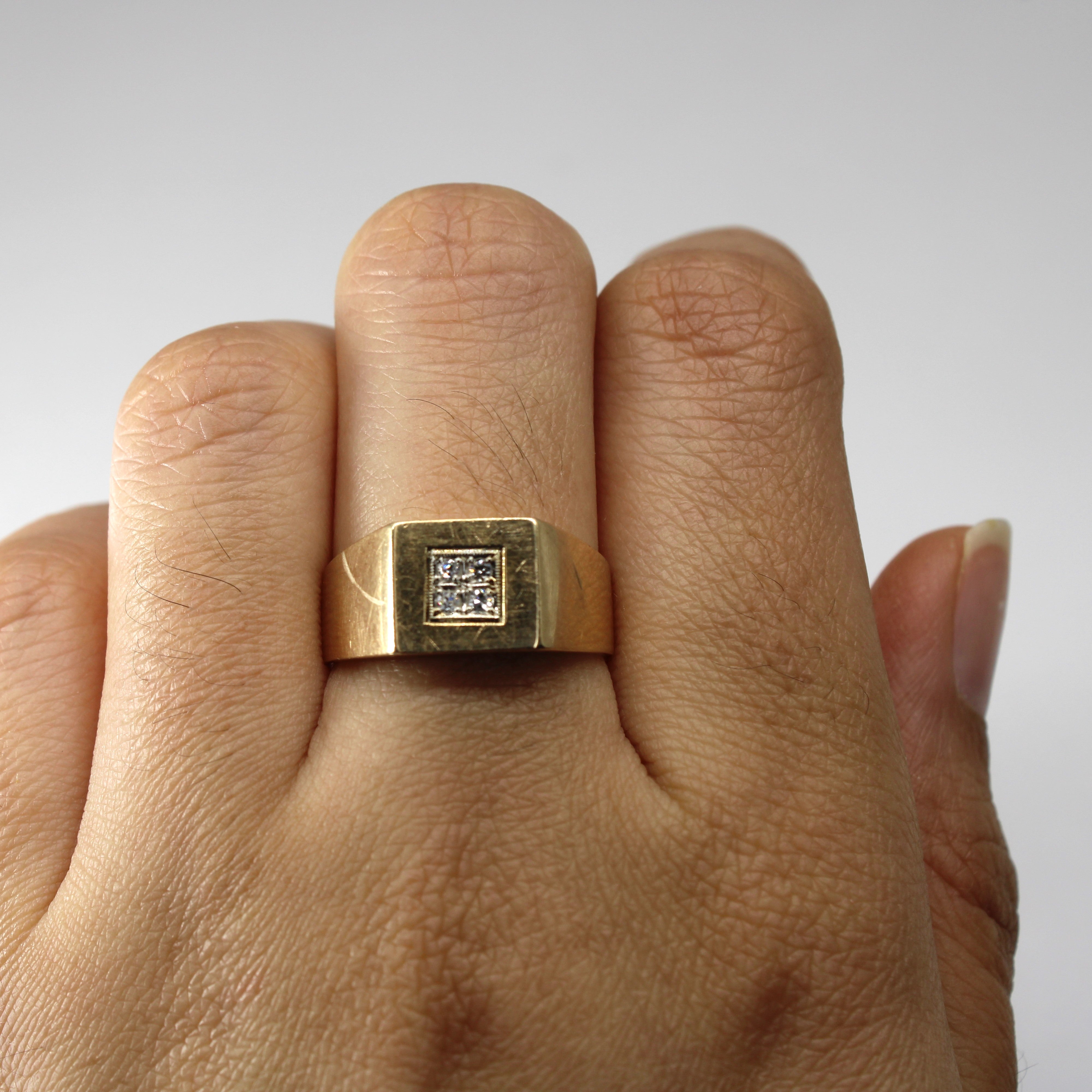 Cluster Diamond Signet Ring | 0.04ctw | SZ 7.5 |