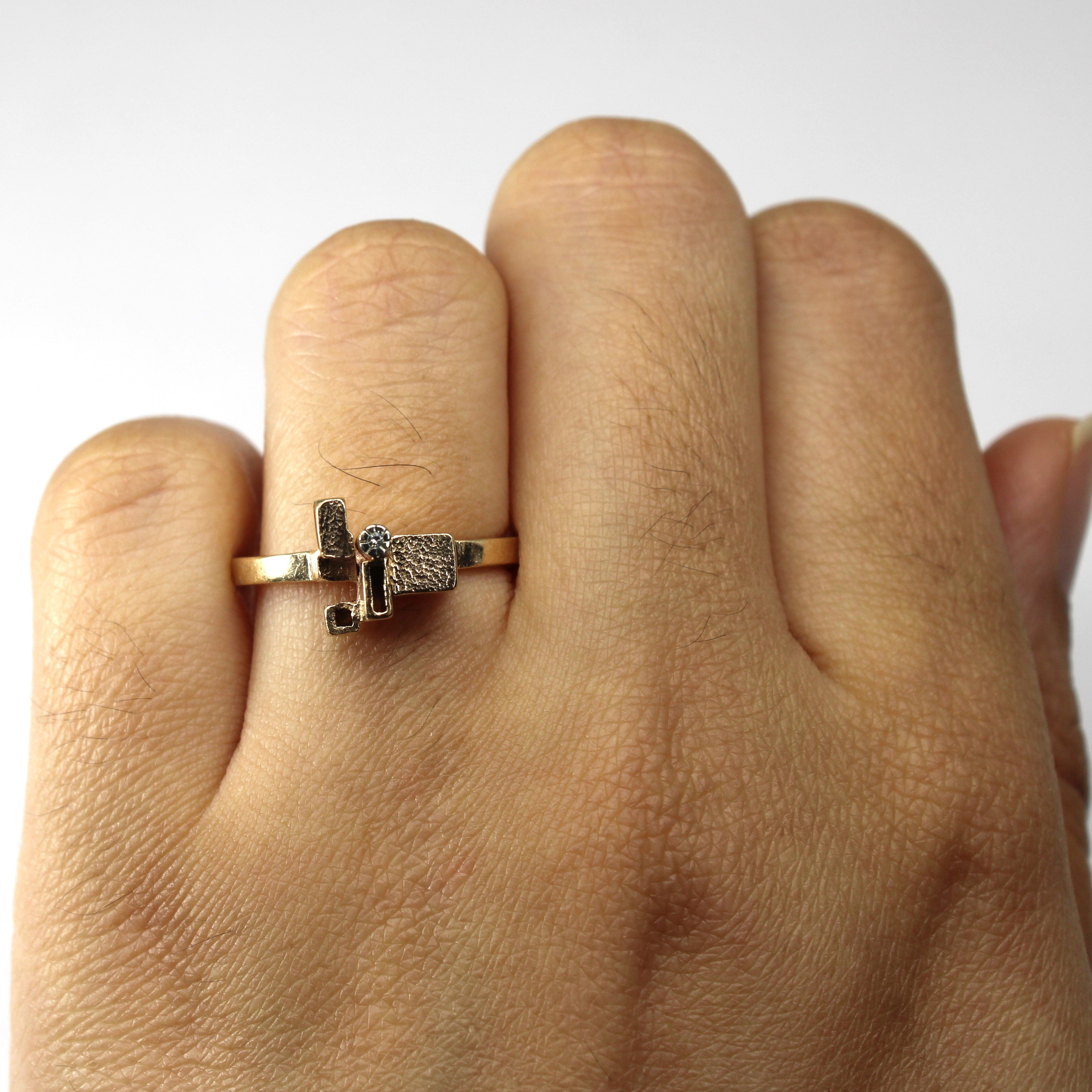 Textured High Set Diamond Ring | 0.005ct | SZ 6.5 |