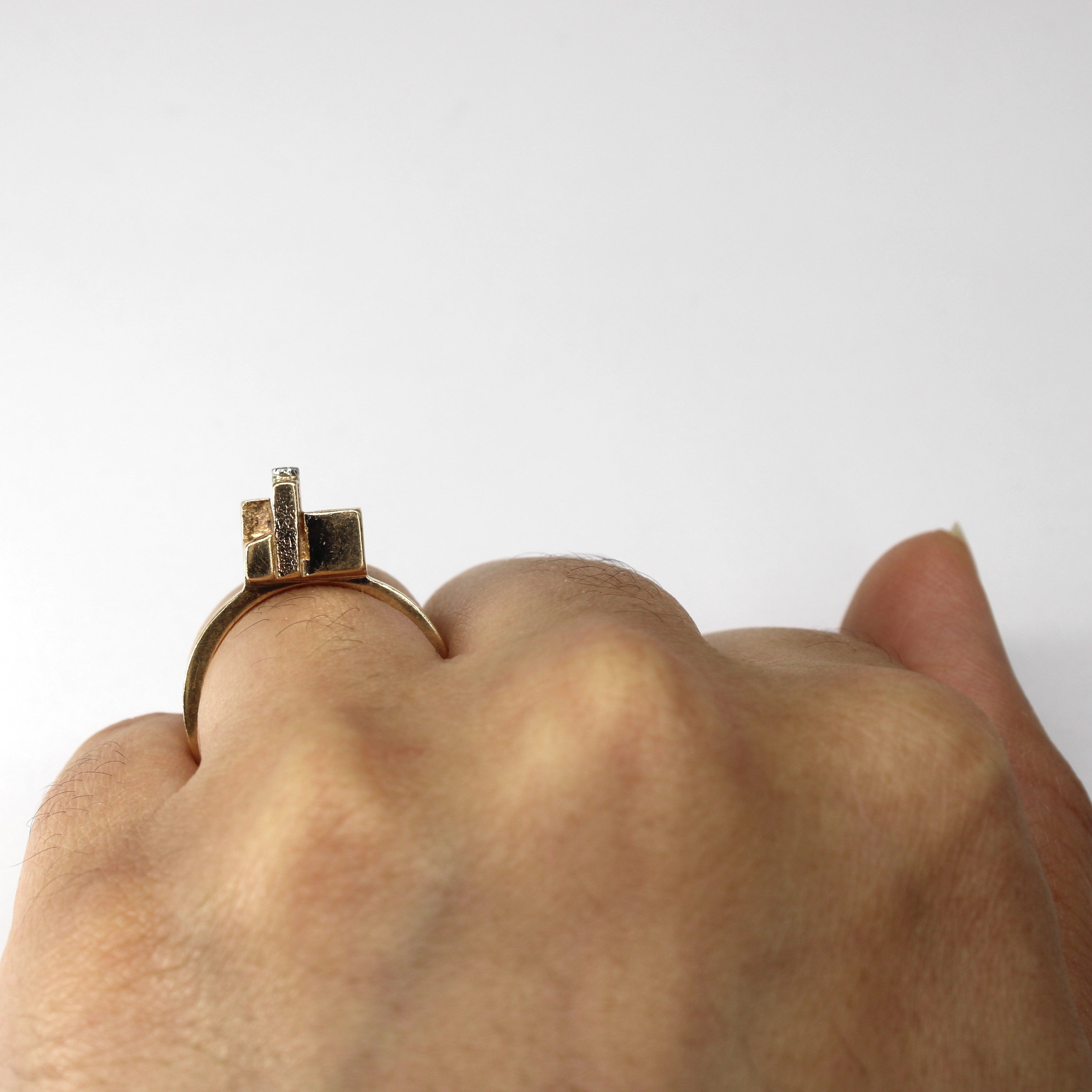 Textured High Set Diamond Ring | 0.005ct | SZ 6.5 |