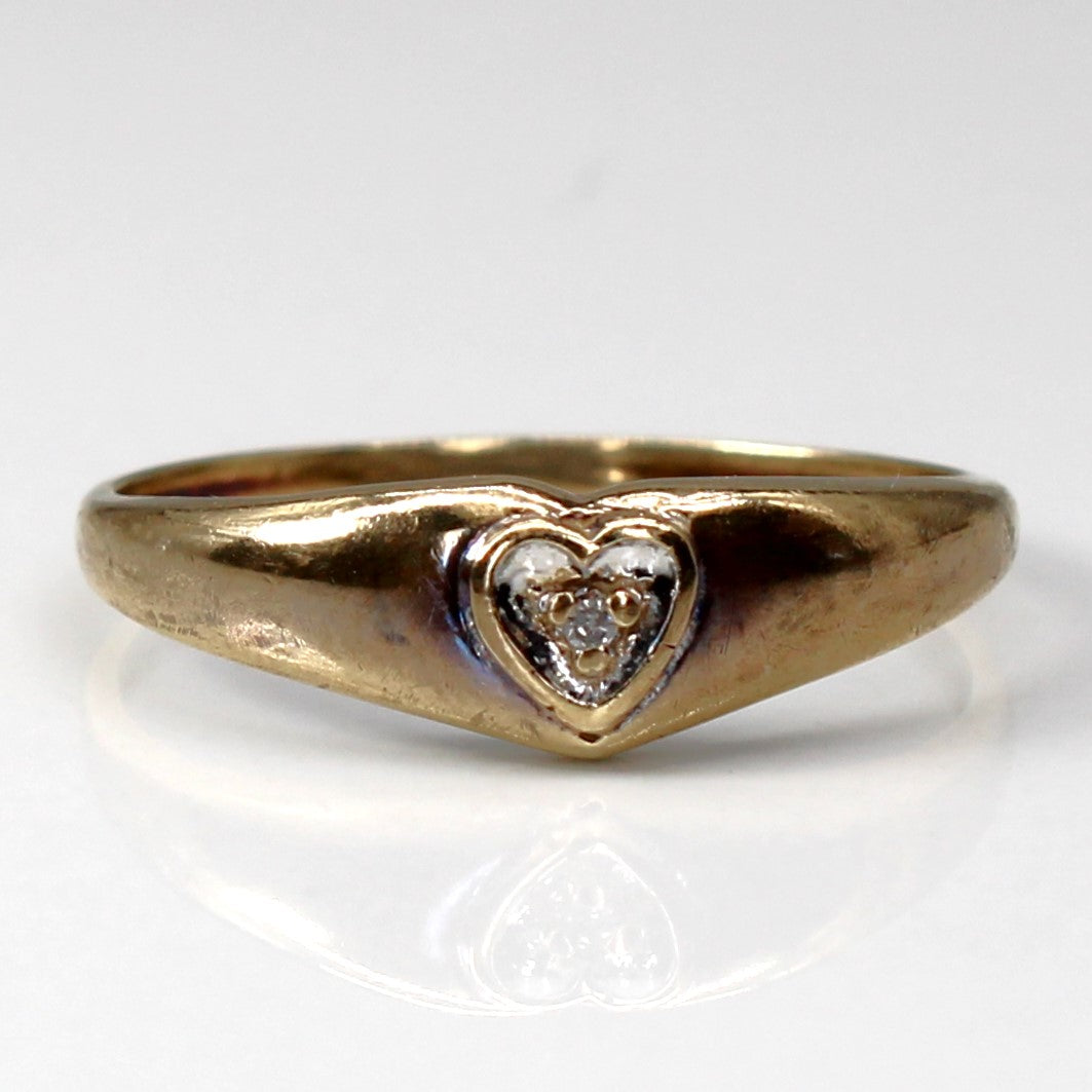 Bague en or en forme de cœur avec diamant | 0,005 ct | Taille 6,75 |