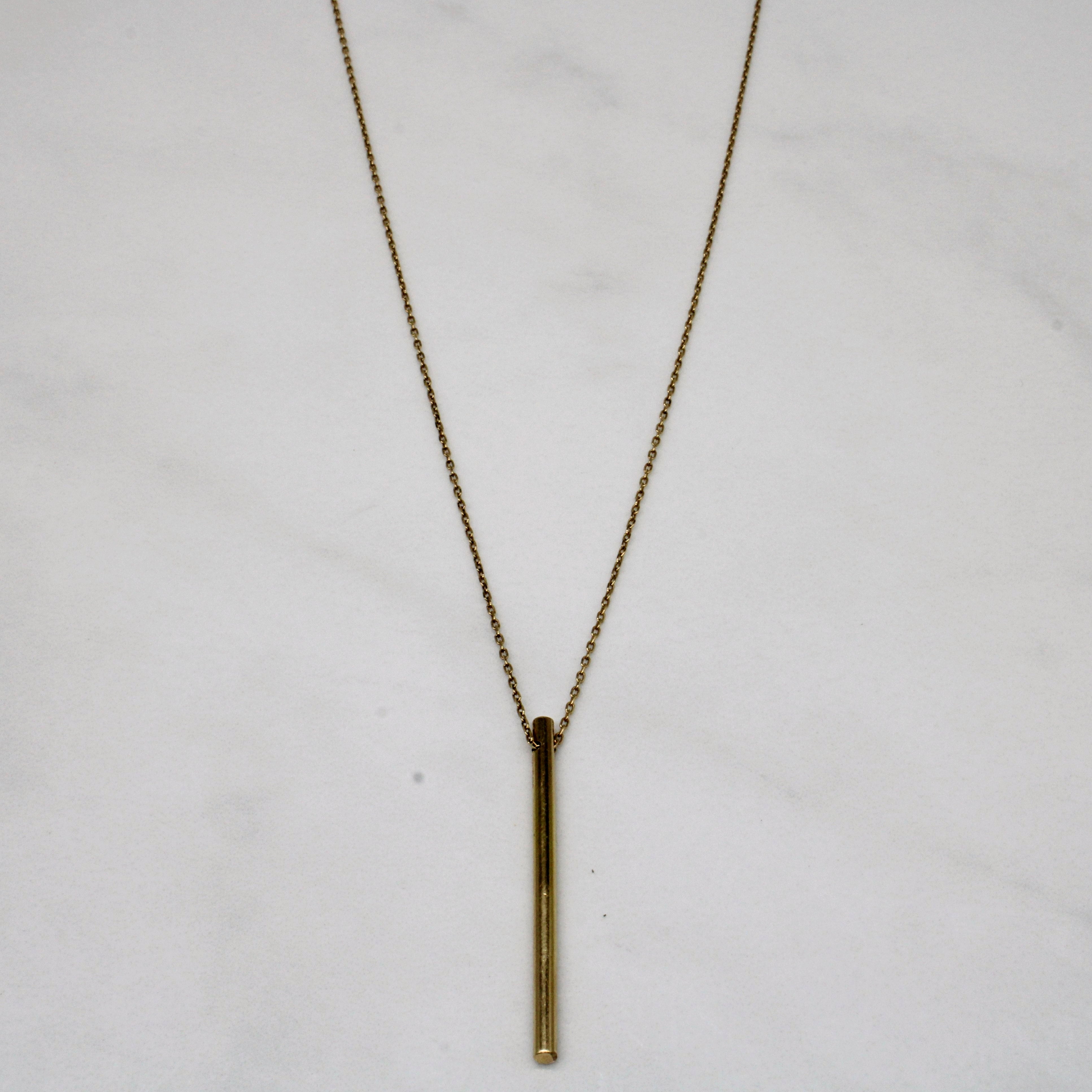 18k Yellow Gold Column Pendant & Necklace | 18" |