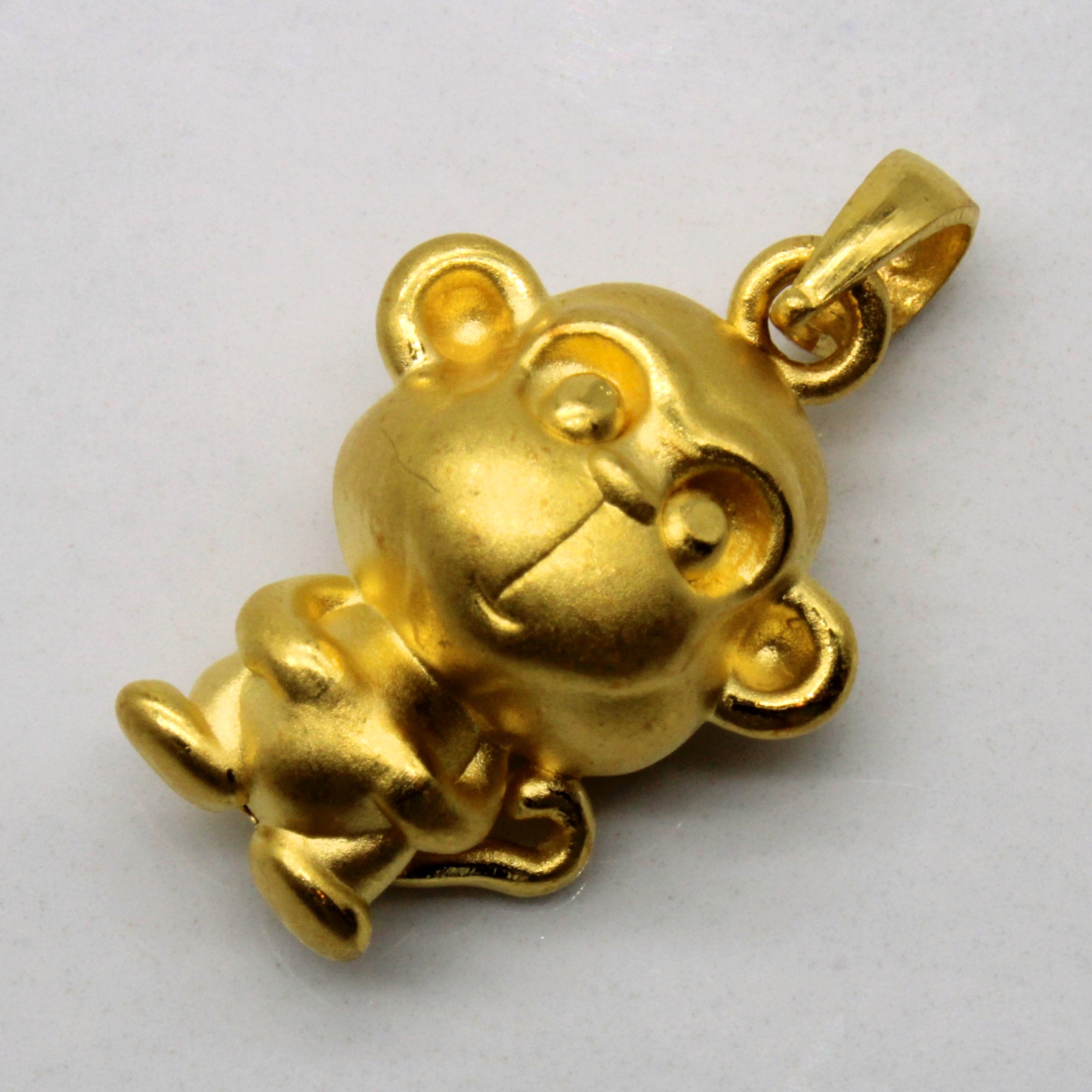 24k Yellow Gold Monkey Pendant