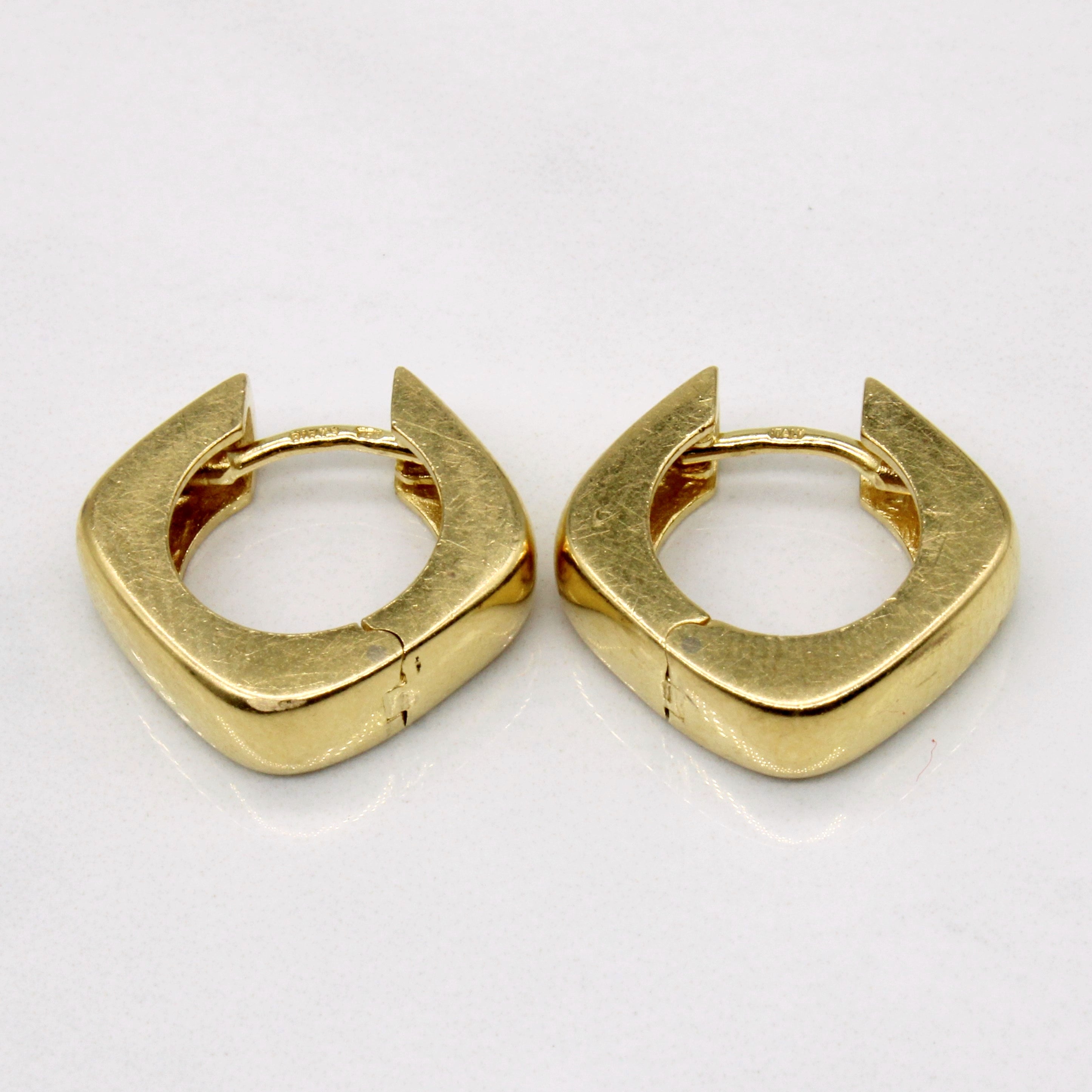 18k Yellow Gold Soft Square Hoop Earrings
