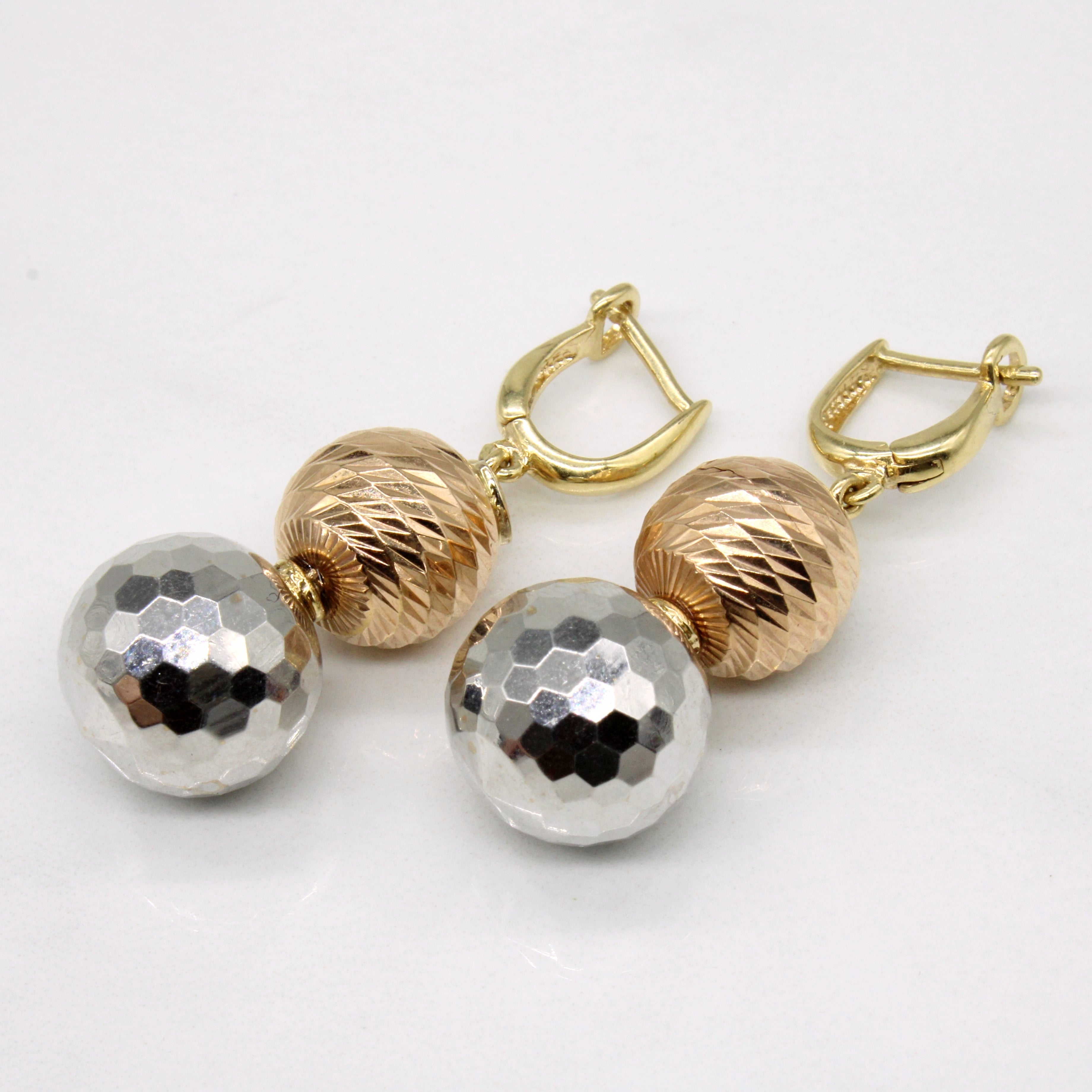 14k Tri Tone Gold Drop Earrings