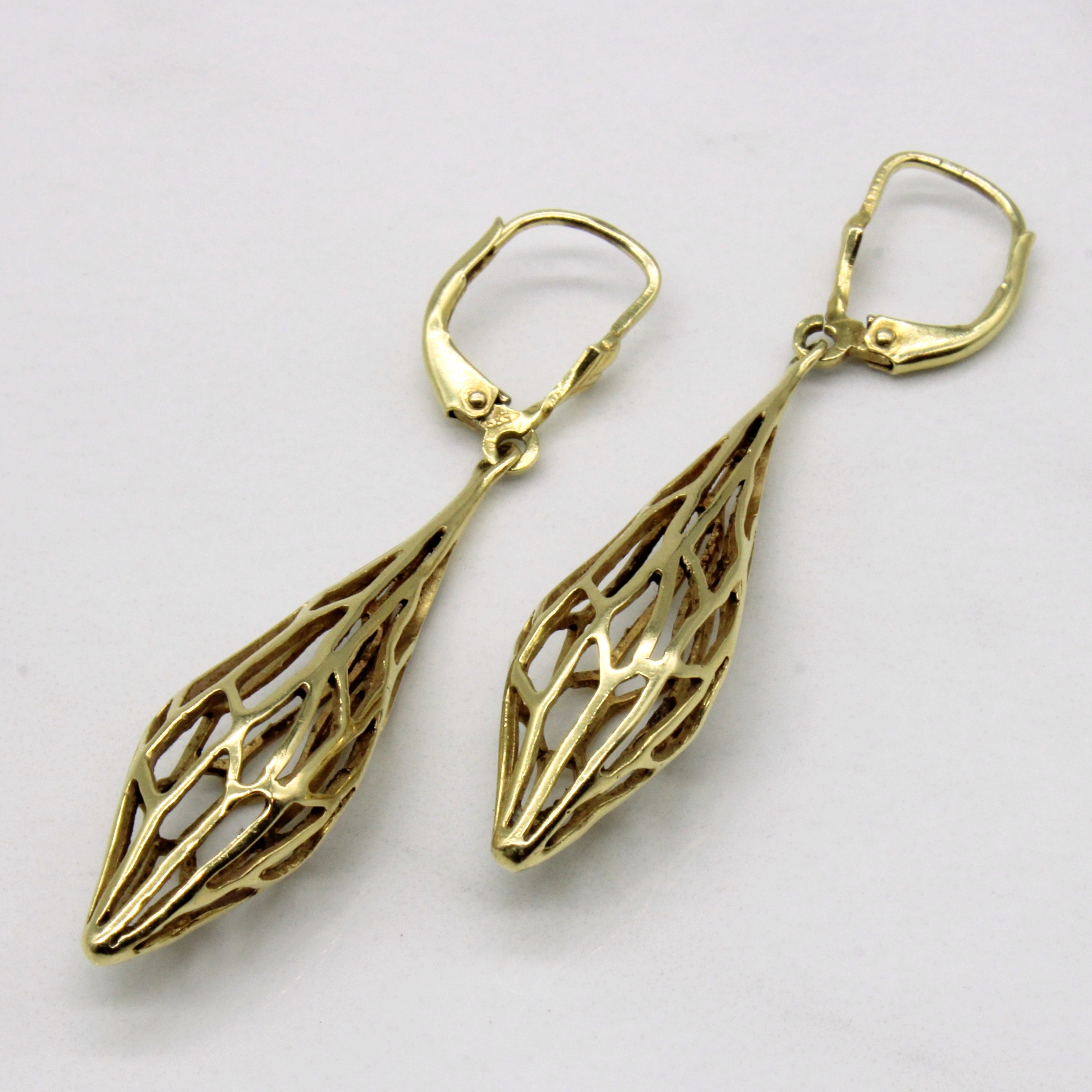 14k Yellow Gold Drop Cage Earrings