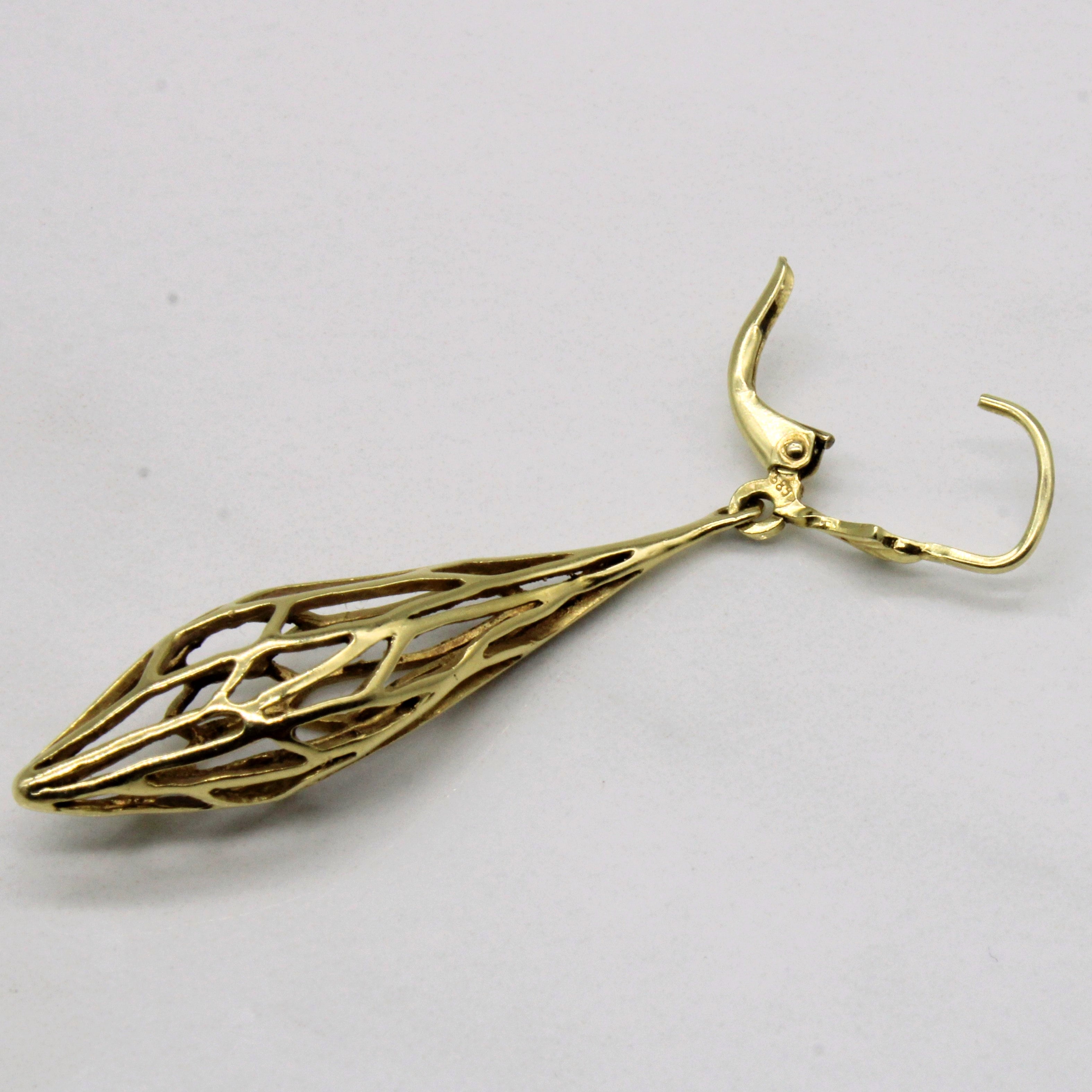 14k Yellow Gold Drop Cage Earrings