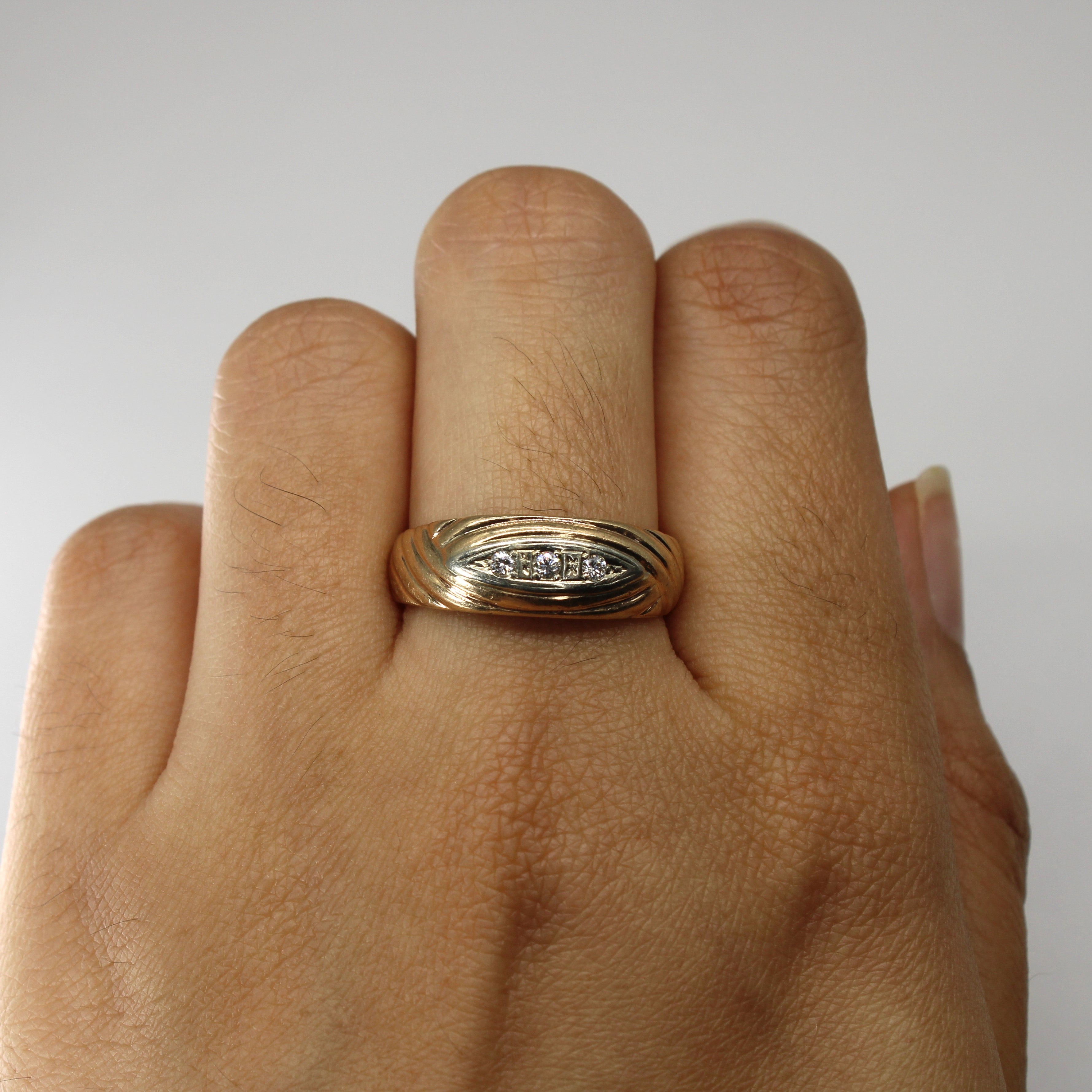 Three Stone Diamond Textured Band | 0.06ctw | SZ 9 |