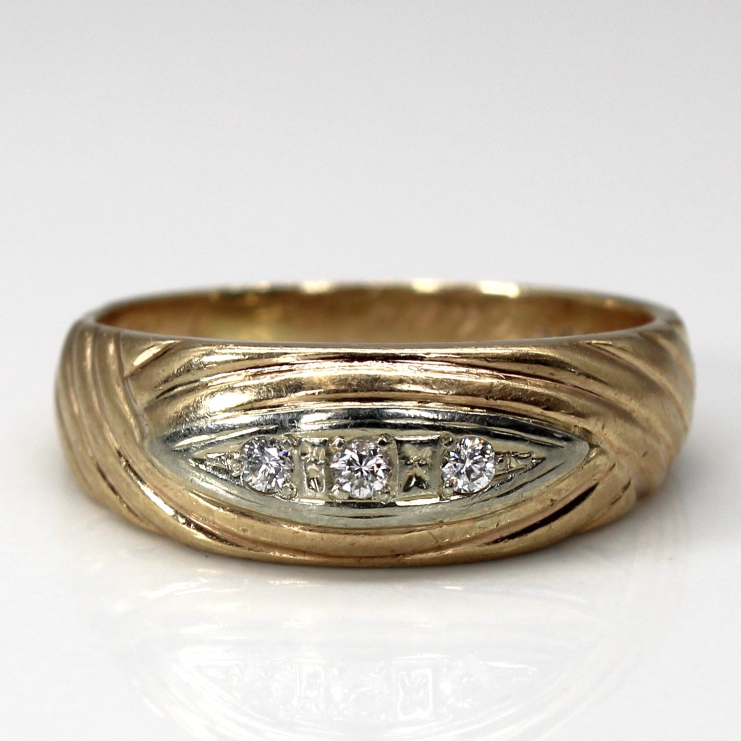 Three Stone Diamond Textured Band | 0.06ctw | SZ 9 |
