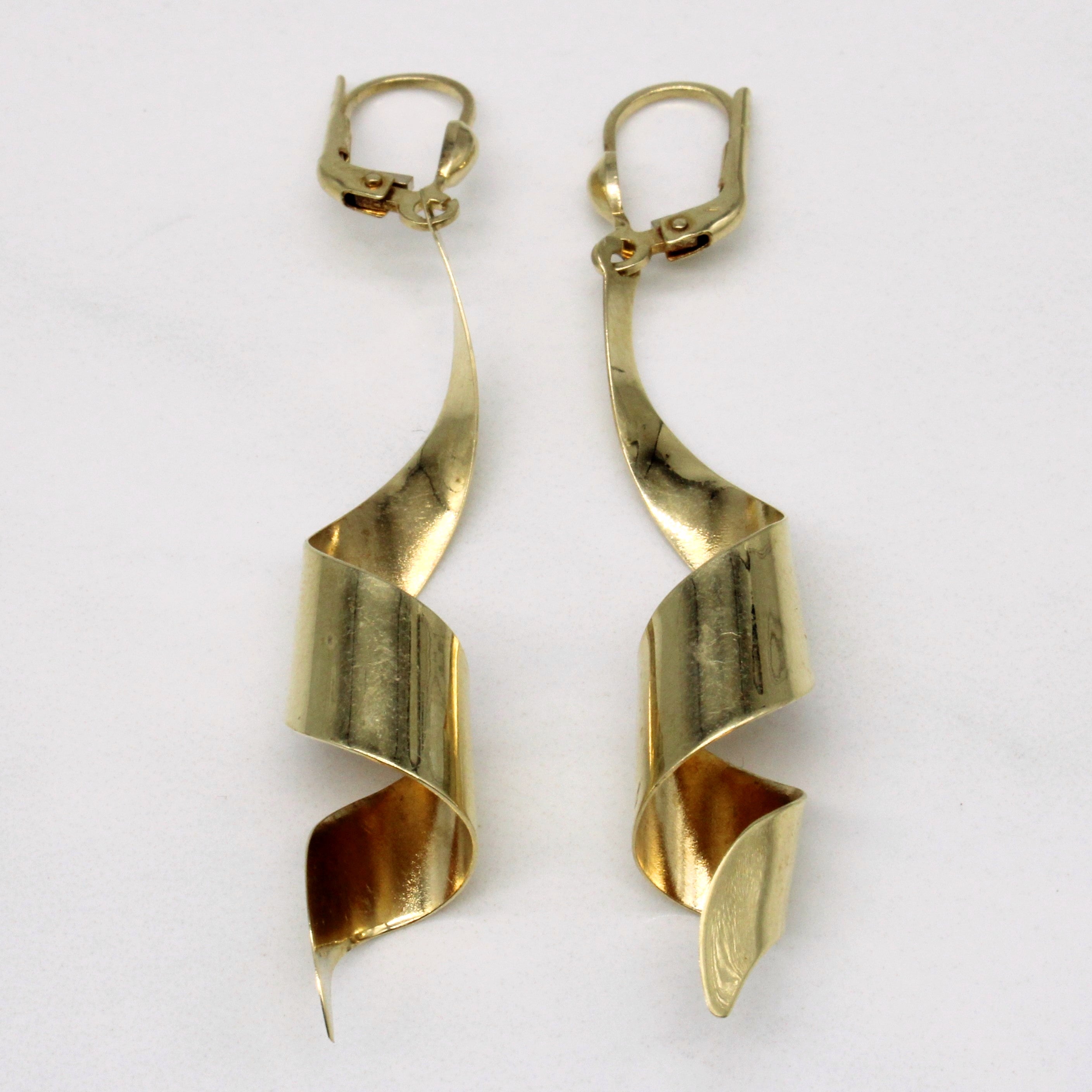 10k Yellow Gold Corkscrew Earrings