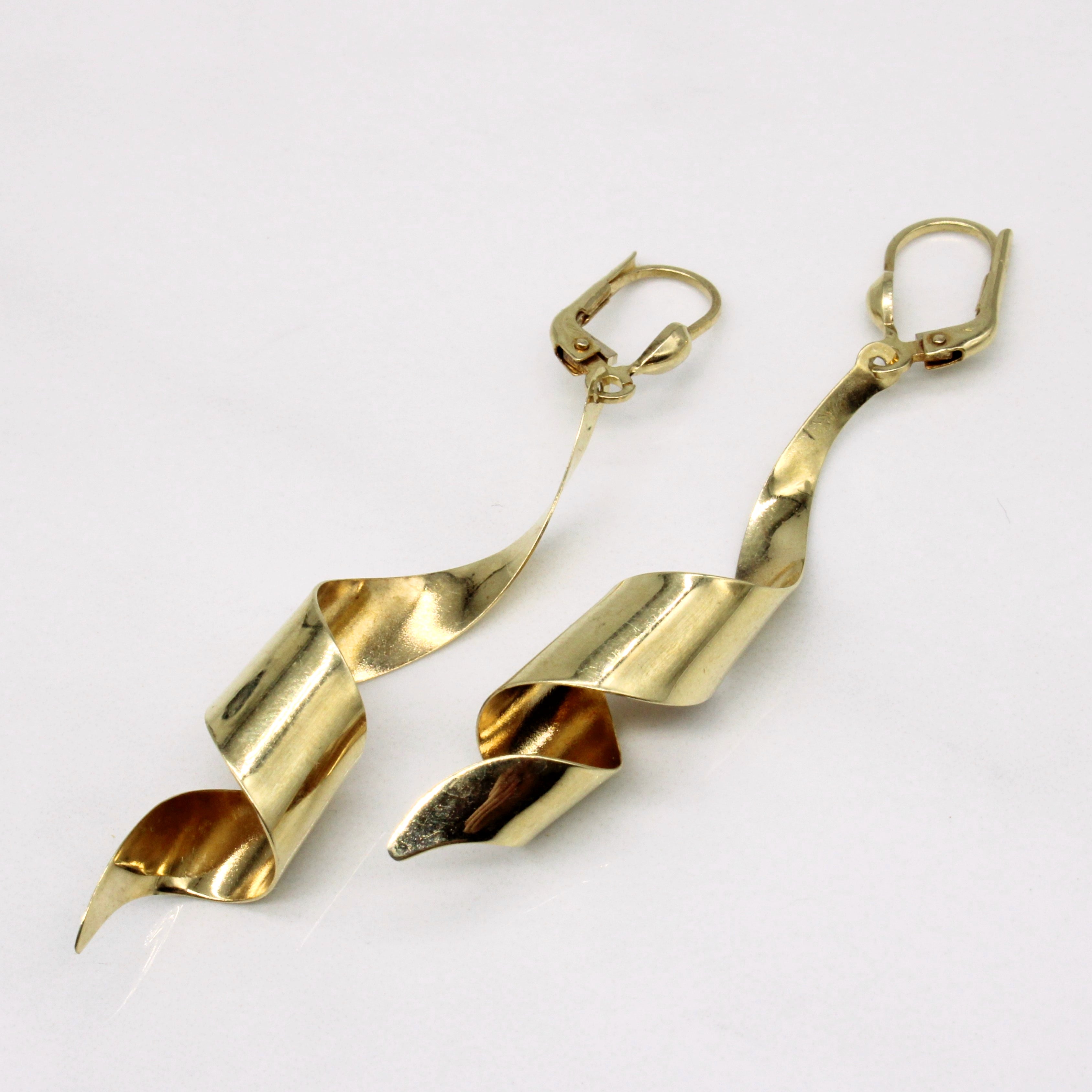 10k Yellow Gold Corkscrew Earrings