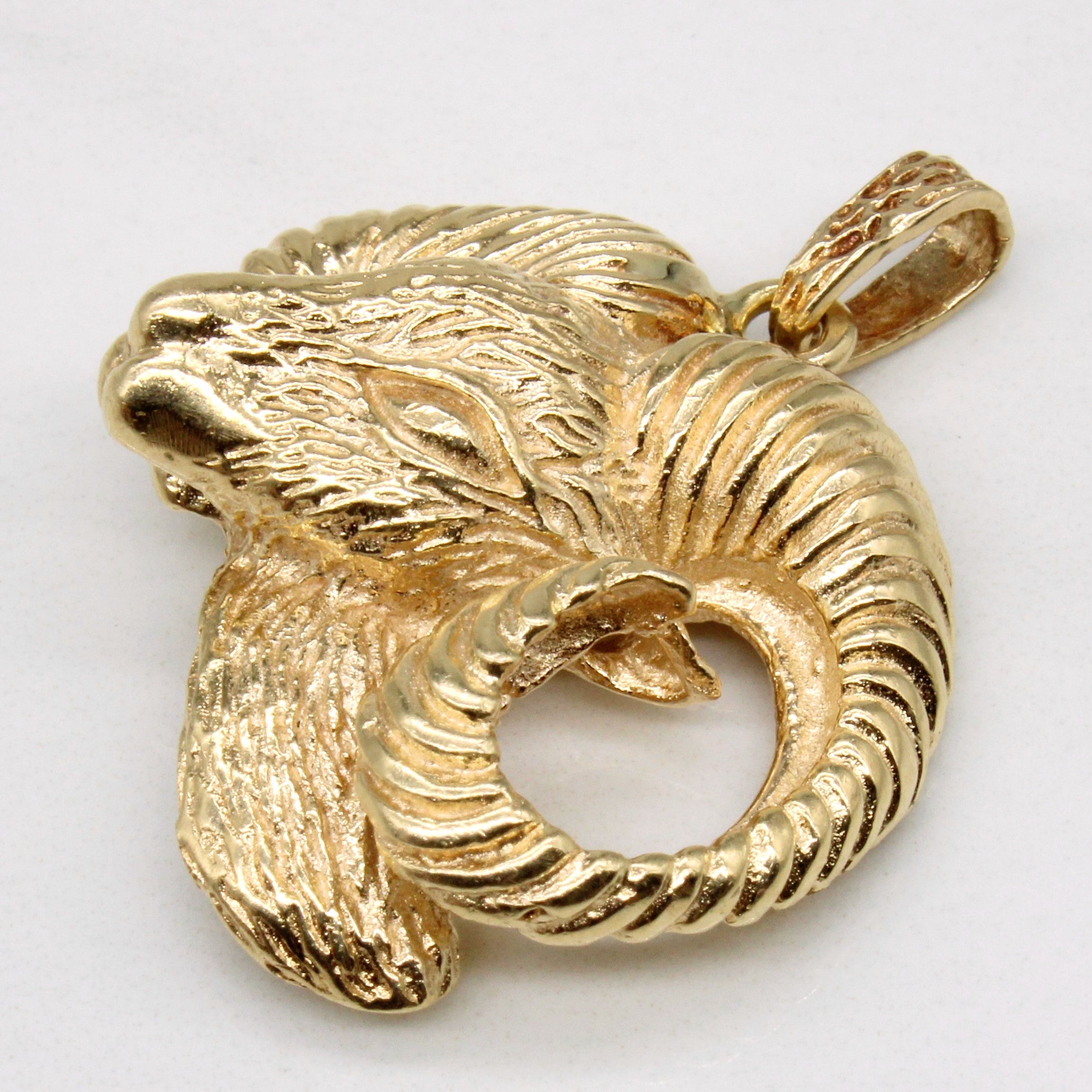 14k Yellow Gold Ram Head Pendant