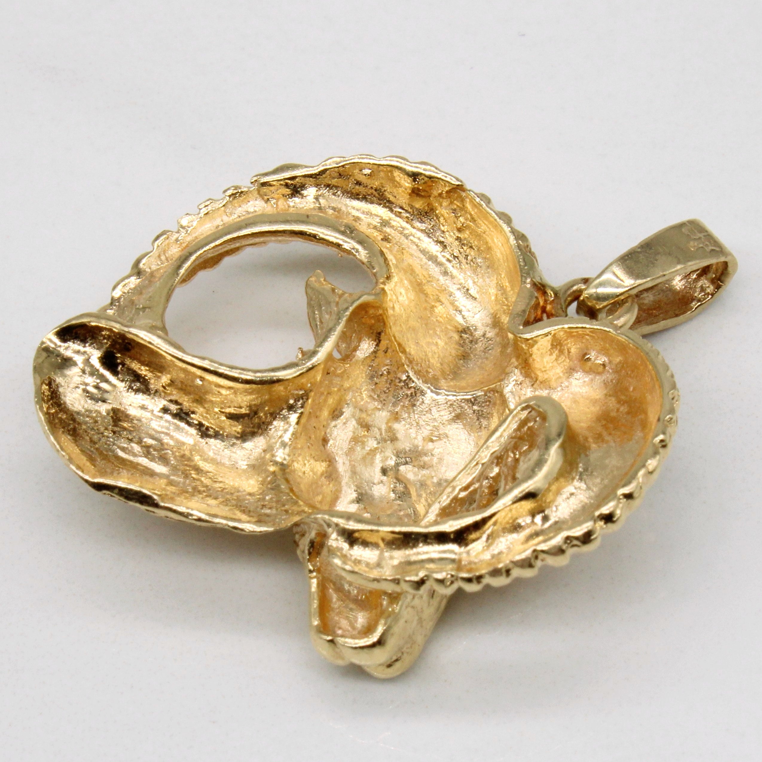 14k Yellow Gold Ram Head Pendant