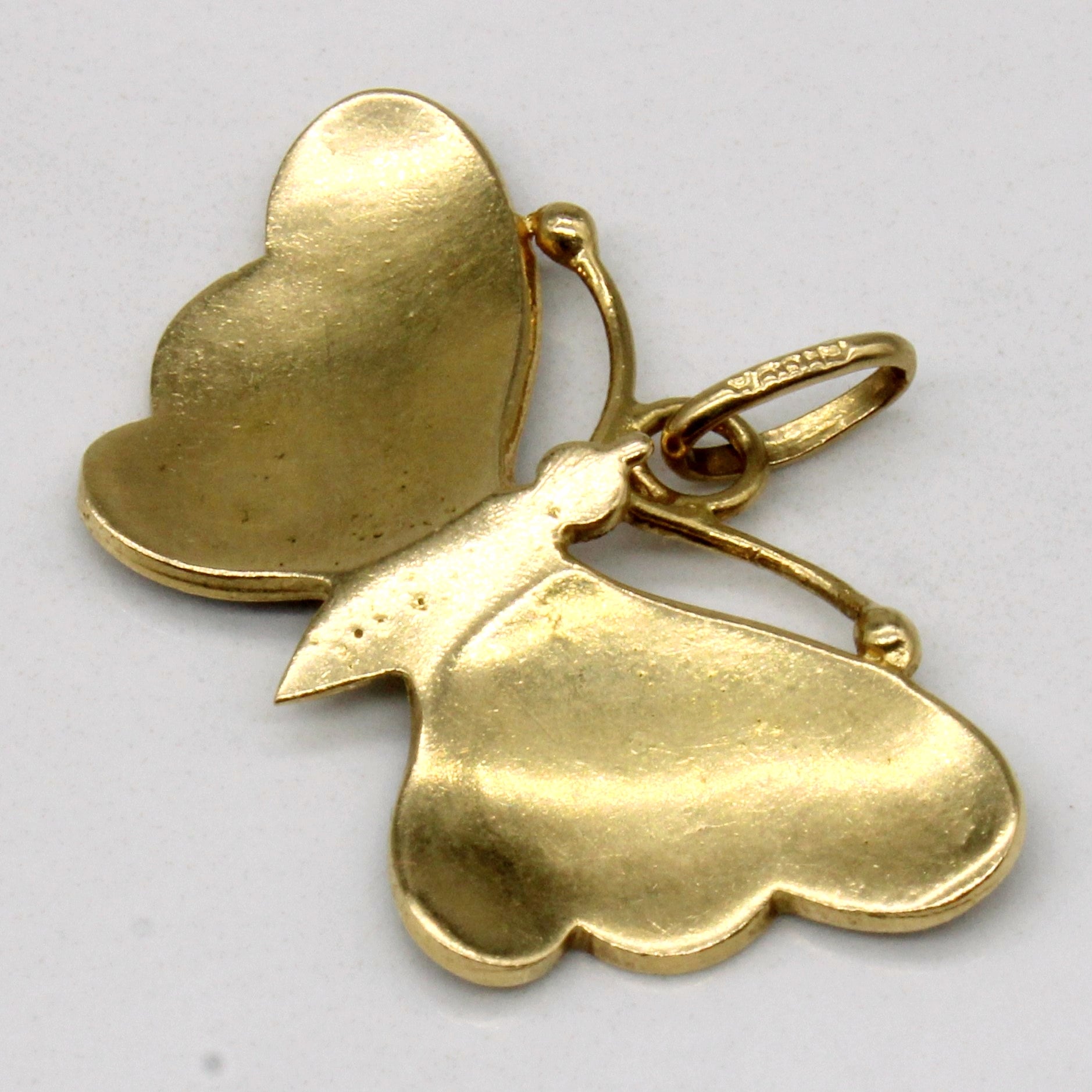 18k Yellow Gold Enamel Butterfly Pendant