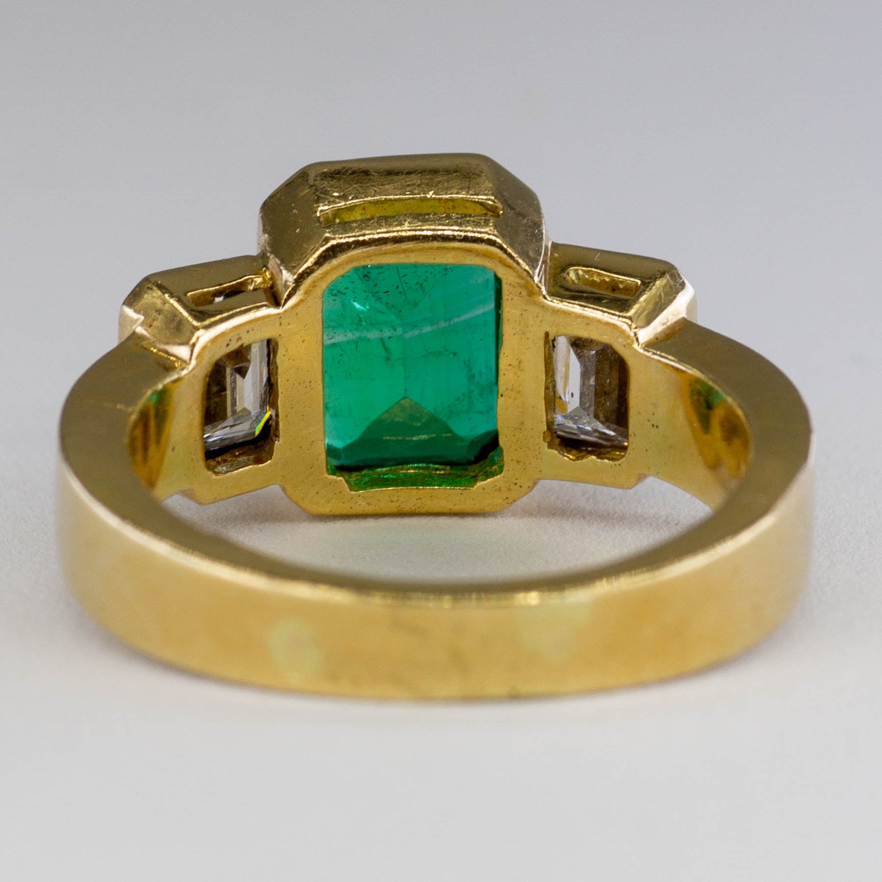 Bezel Set Emerald & Diamond Ring | 2.02ct, 1.08ctw | SZ 5 |