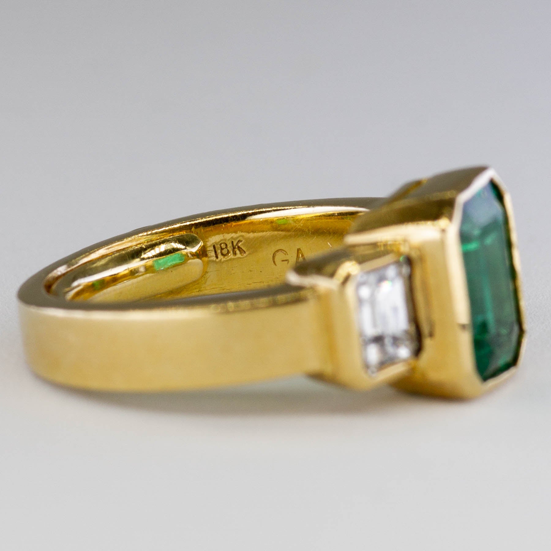 Bezel Set Emerald & Diamond Ring | 2.02ct, 1.08ctw | SZ 5 |