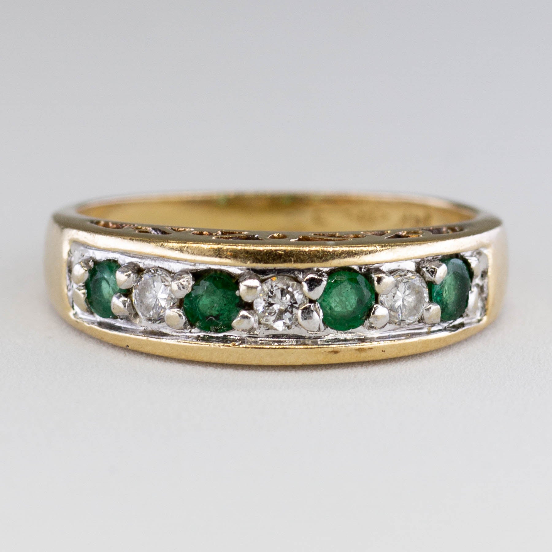 Alternating Diamond & Emerald Band | 0.09ctw, 0.15ctw | SZ 5.75 |