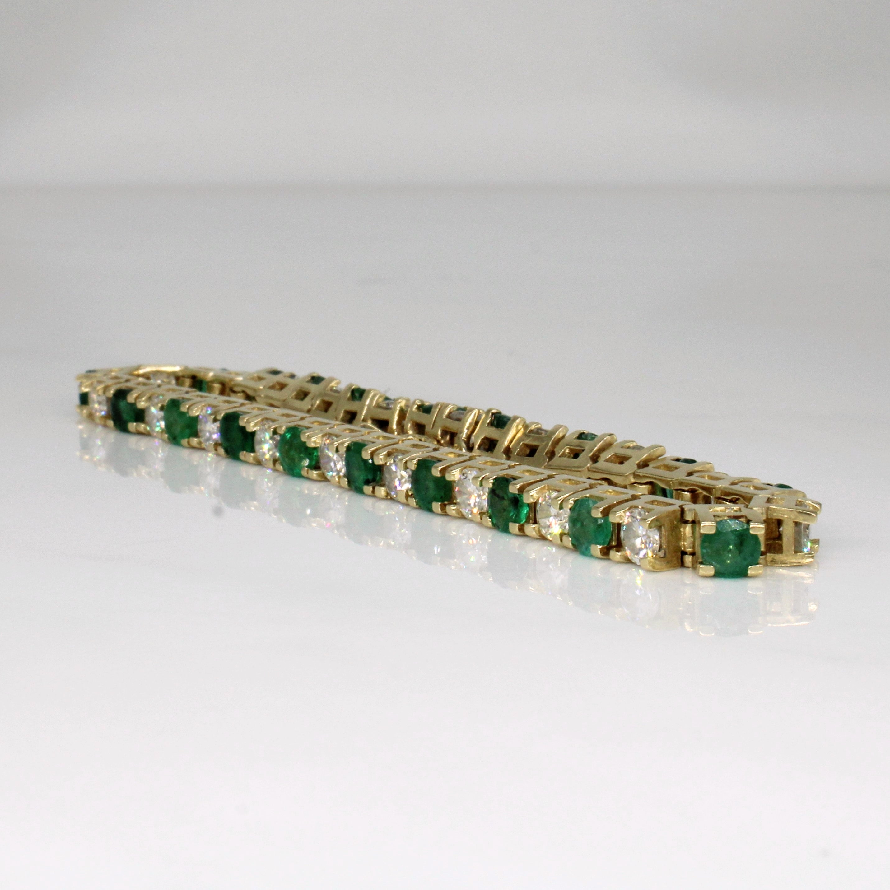 Diamond & Emerald Tennis Bracelet | 4.08ctw, 3.51ctw | 7" |