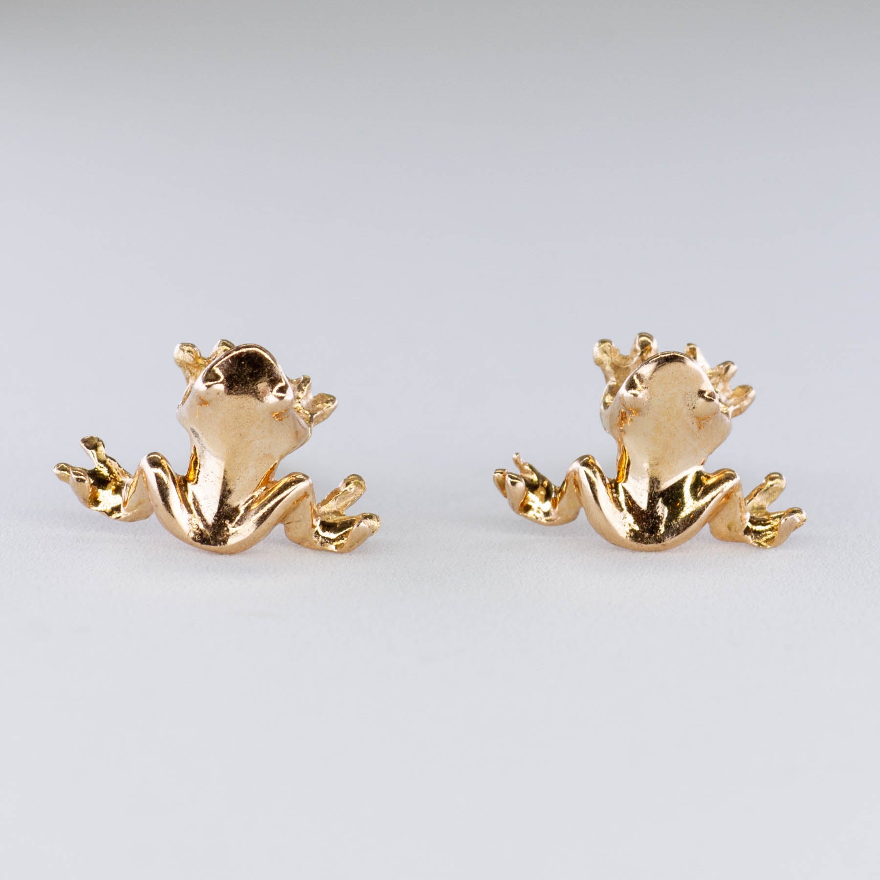 14k Yellow Gold Frog Stud Earrings